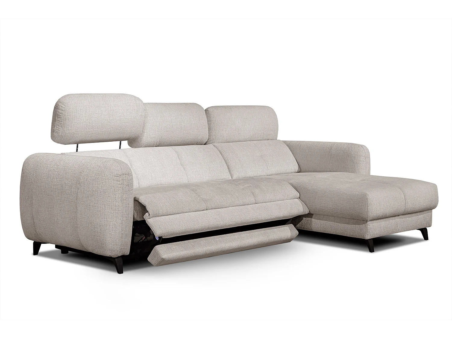 SVEN 3-Sitzer-Ecksofa, 1 Relax XL verstellbare Kopfstützen, creme
