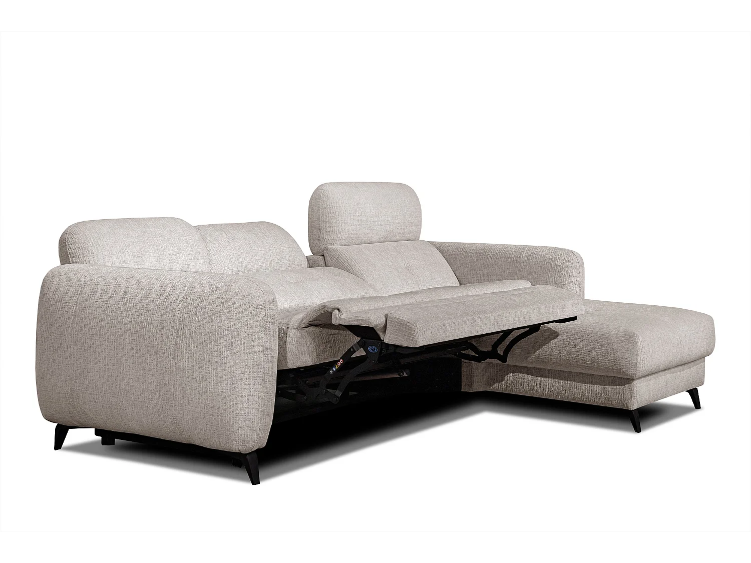 SVEN 3-Sitzer-Ecksofa, 1 Relax XL verstellbare Kopfstützen, creme