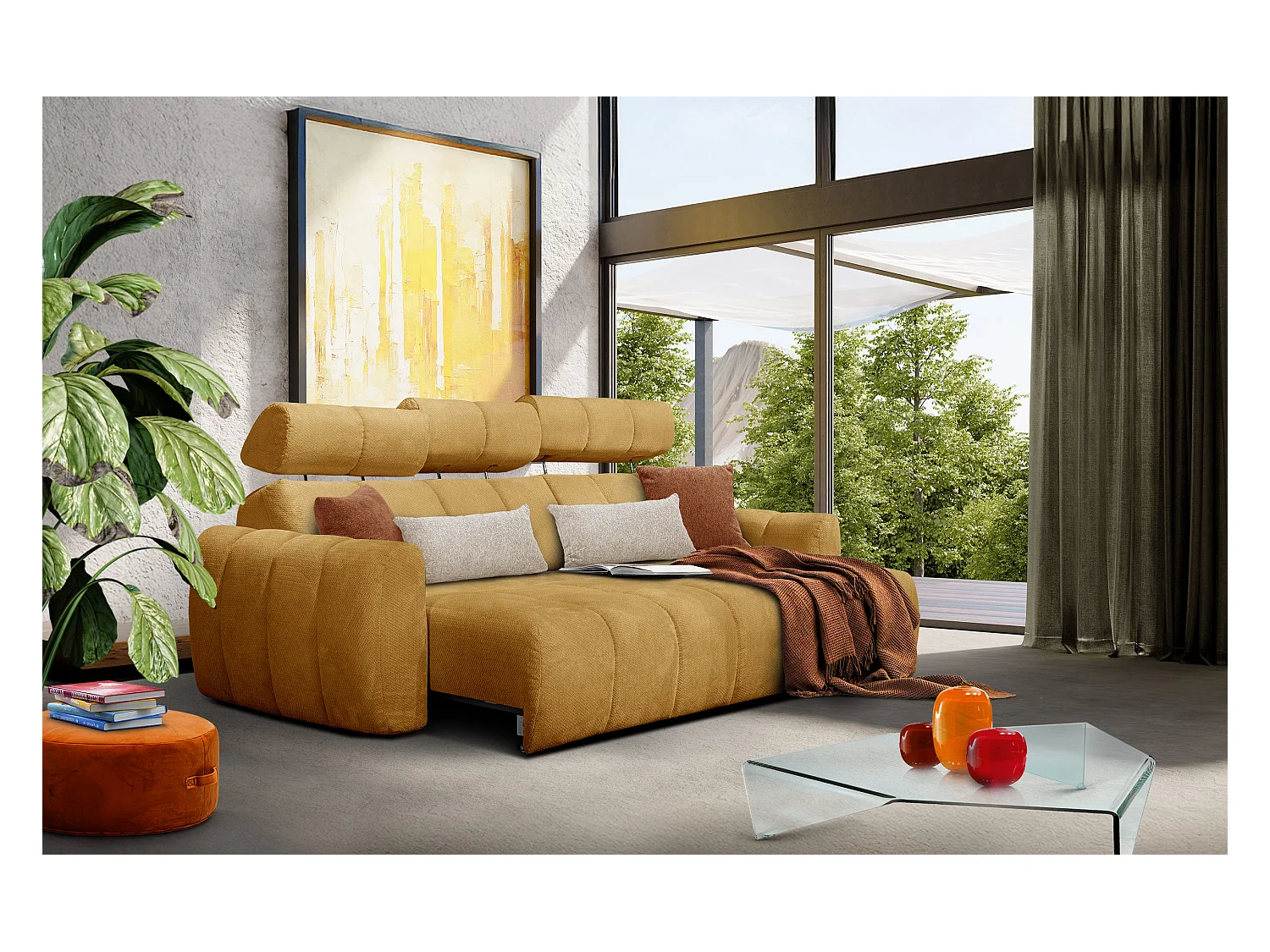 CANAPÉ D'ANGLE KIMI 3 places, tissu