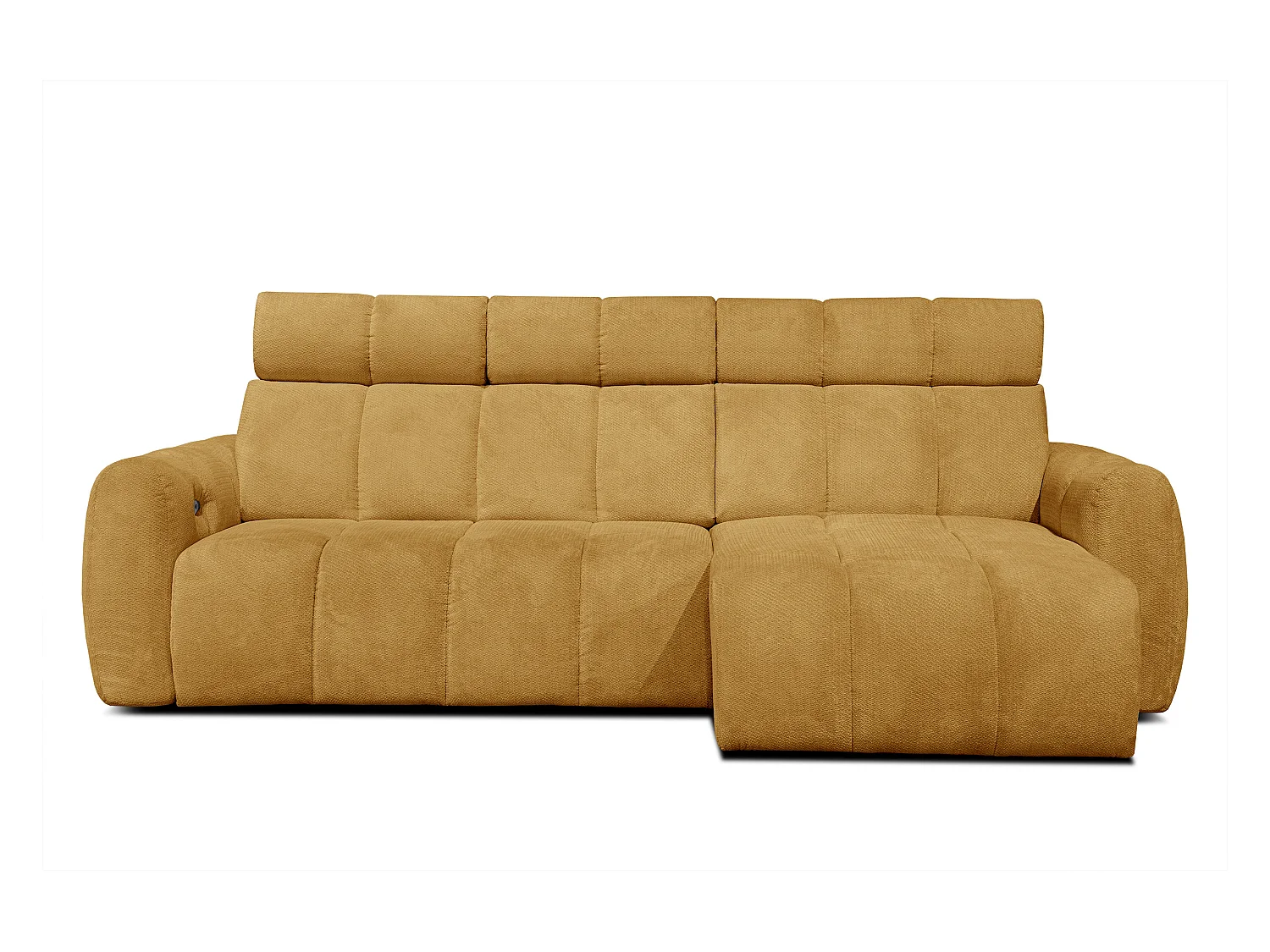 KIMI 3-Sitzer-Ecksofa, ausziehbarer Sitz, verstellbare Kopfstützen, senfgelb