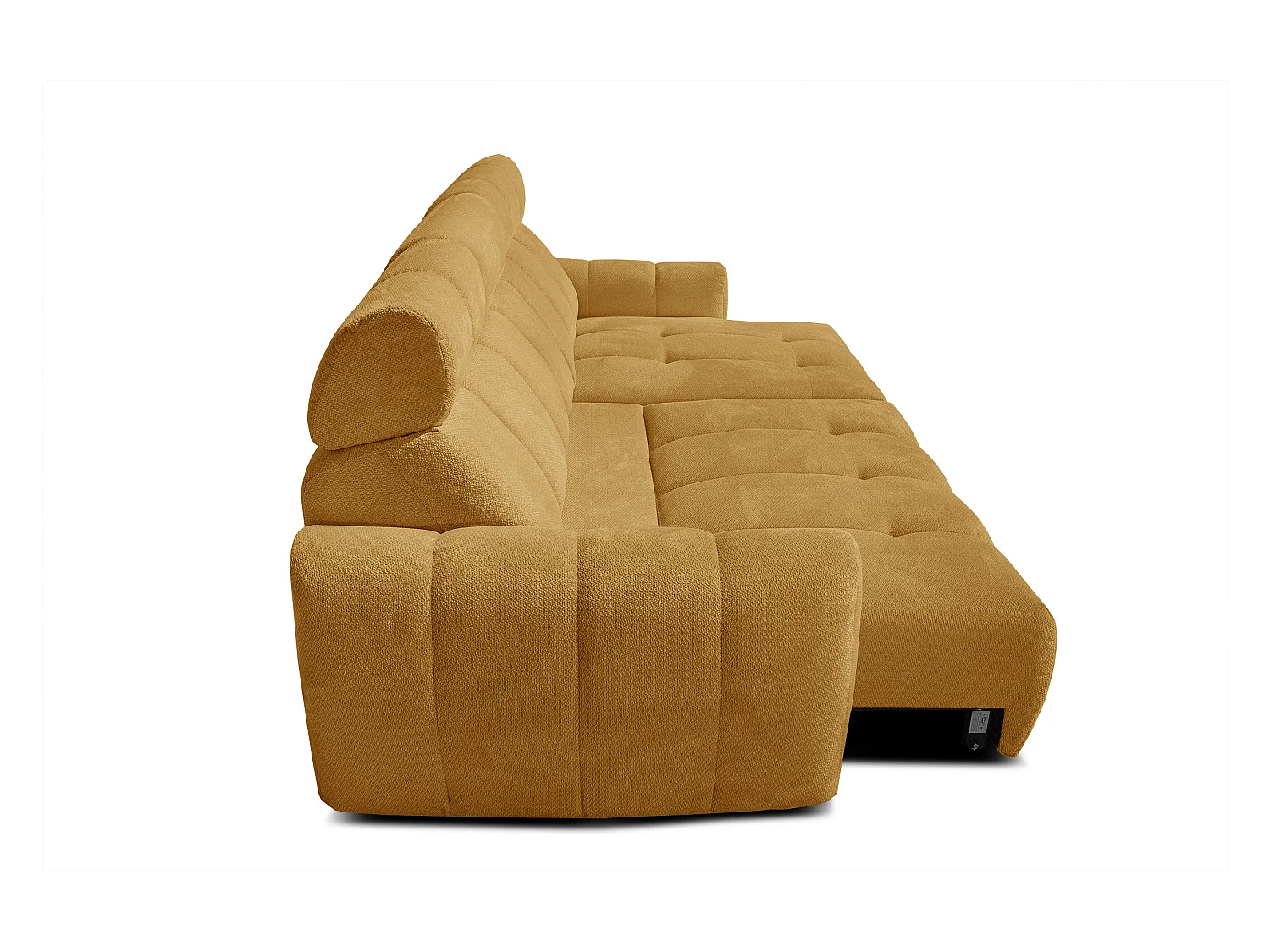 KIMI 3-Sitzer-Ecksofa, ausziehbarer Sitz, verstellbare Kopfstützen, senfgelb