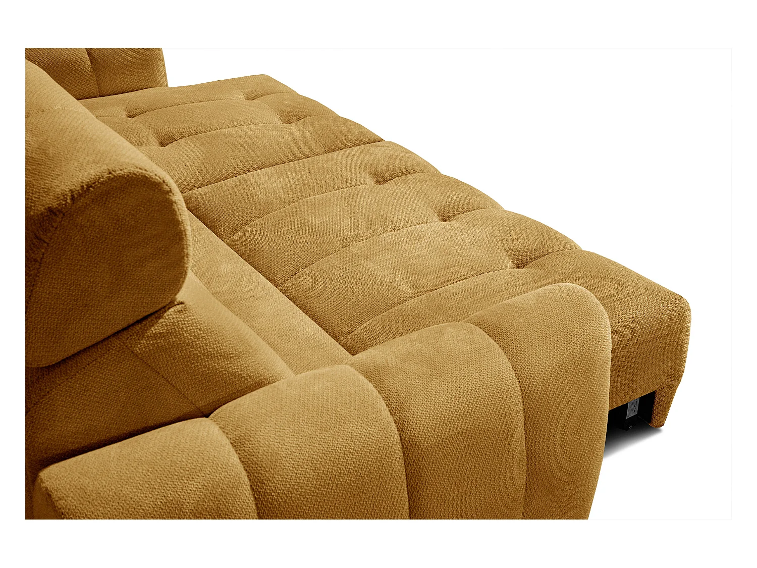 KIMI 3-Sitzer-Ecksofa, ausziehbarer Sitz, verstellbare Kopfstützen, senfgelb