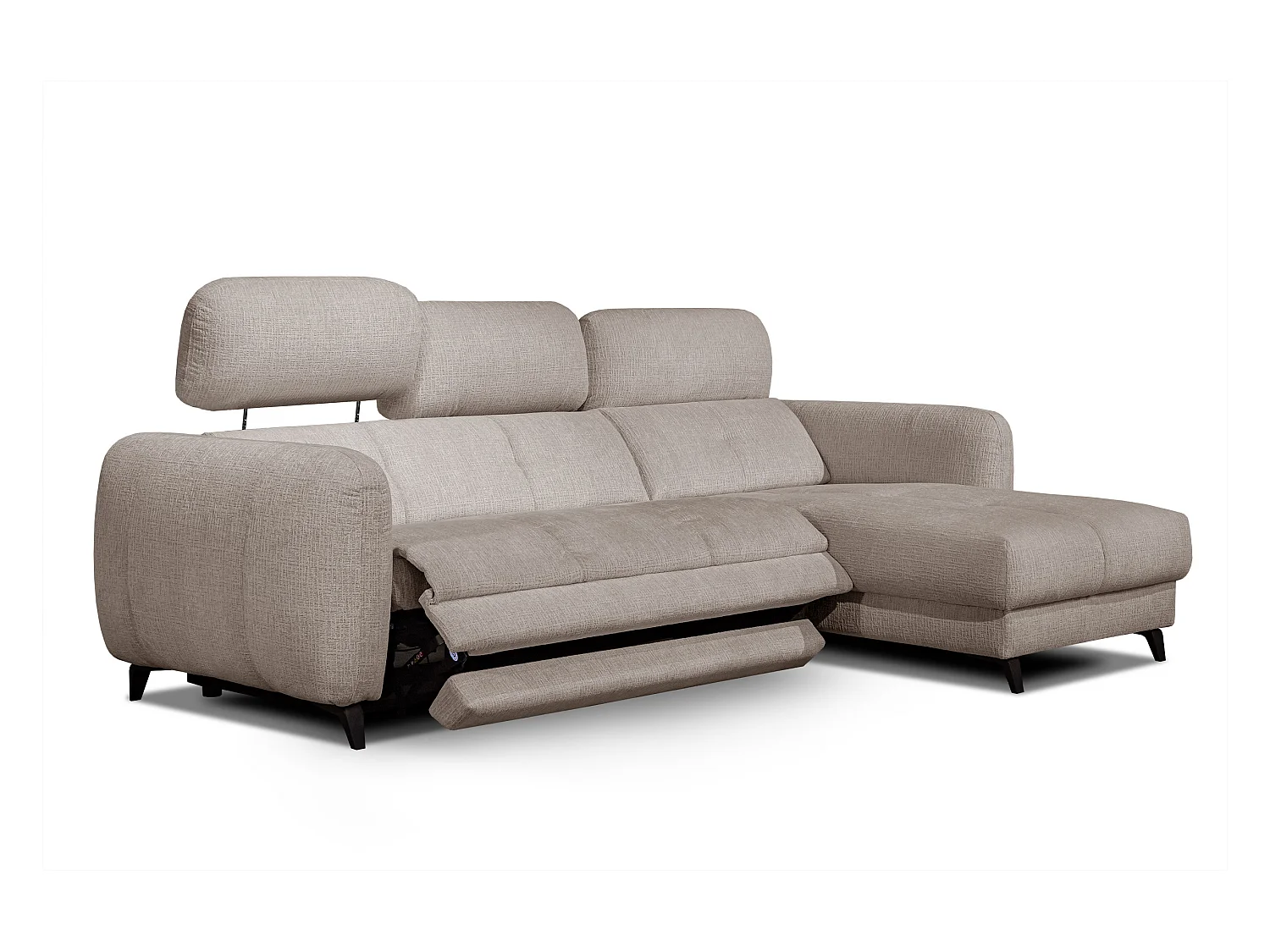 SVEN 3-Sitzer-Ecksofa, 1 Relax XL verstellbare Kopfstützen, beige