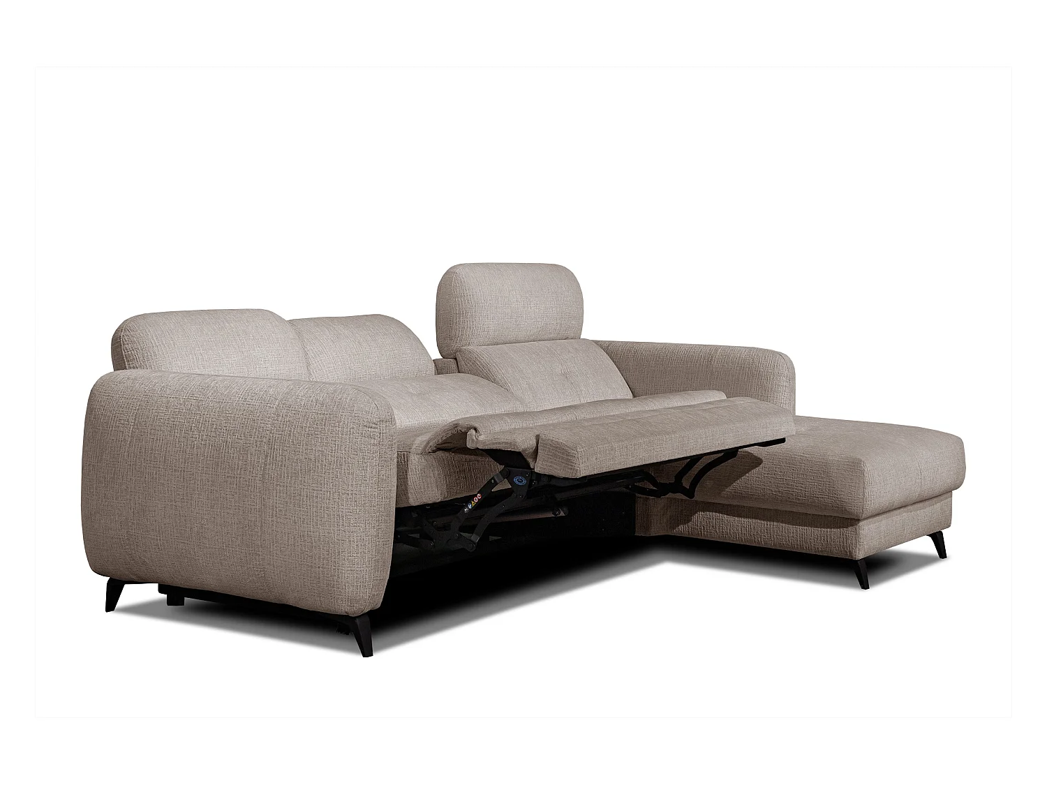 SVEN 3-Sitzer-Ecksofa, 1 Relax XL verstellbare Kopfstützen, beige