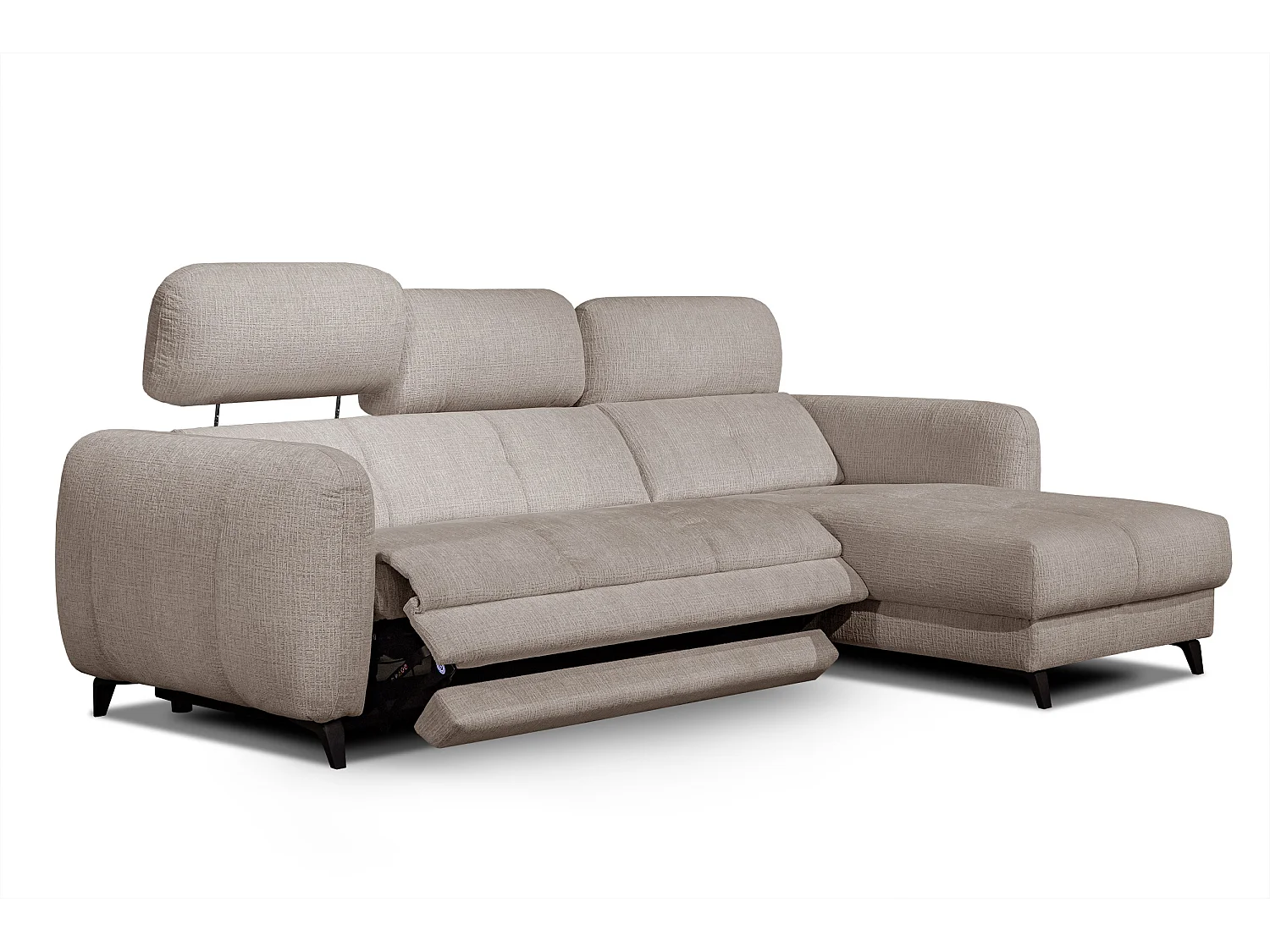 SVEN 3-Sitzer-Ecksofa, 1 Relax XL verstellbare Kopfstützen, beige