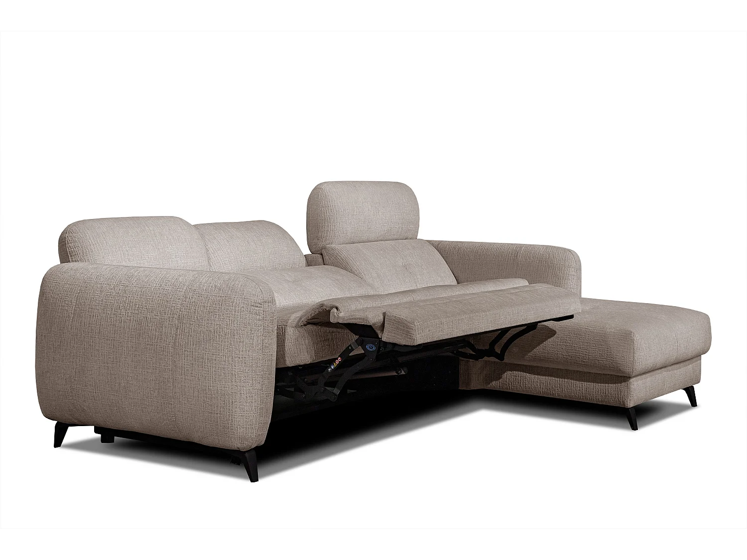SVEN 3-Sitzer-Ecksofa, 1 Relax XL verstellbare Kopfstützen, beige