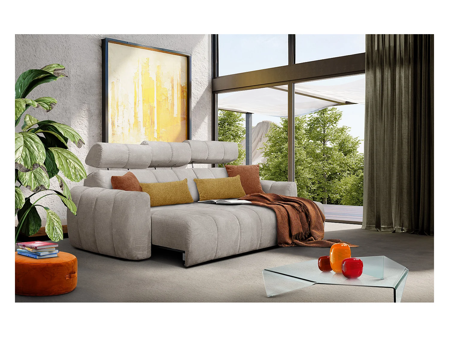 CANAPÉ D'ANGLE KIMI 3 places, tissu