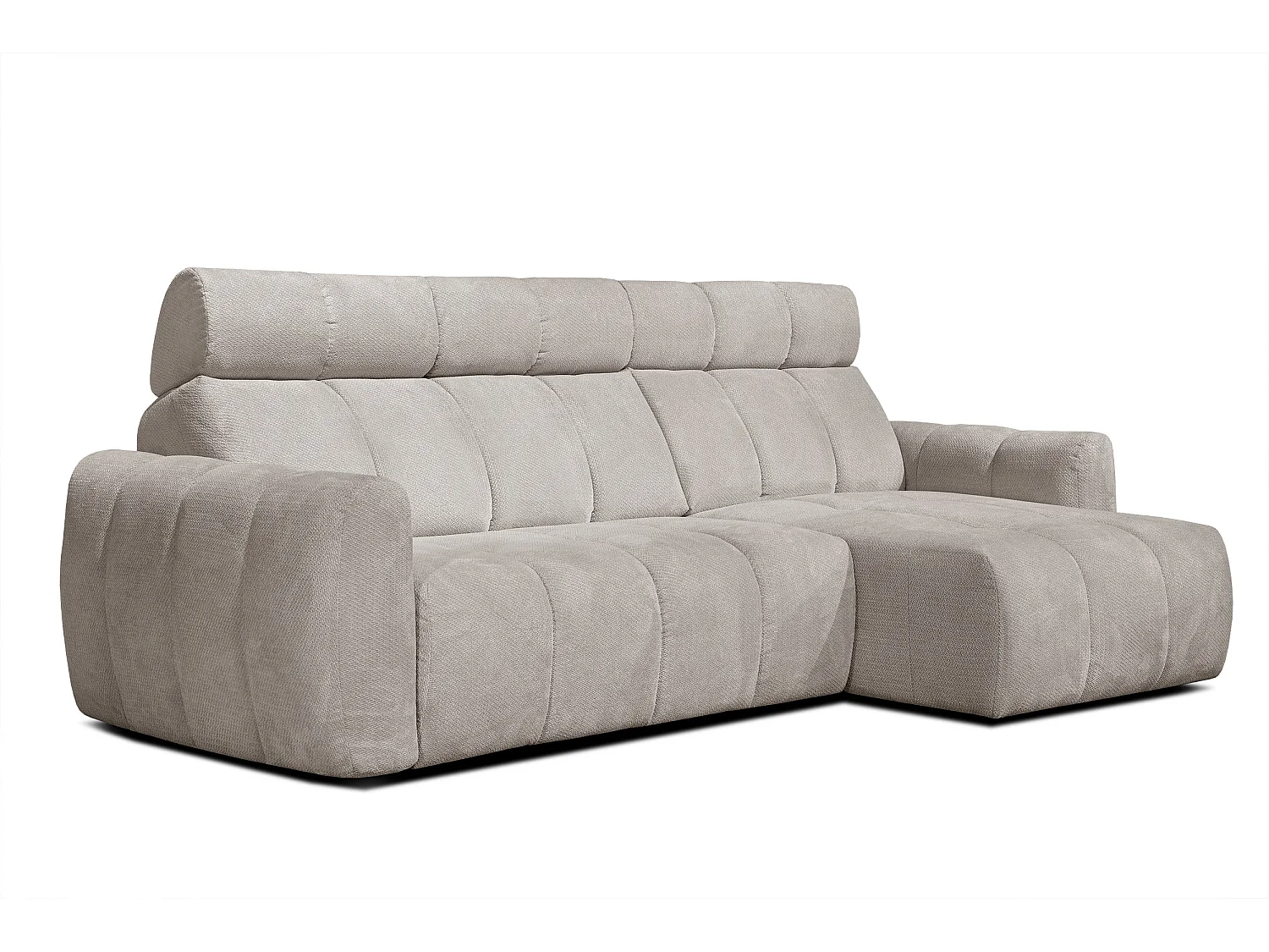 KIMI 3-Sitzer-Ecksofa, ausziehbarer Sitz, verstellbare Kopfstützen, beige