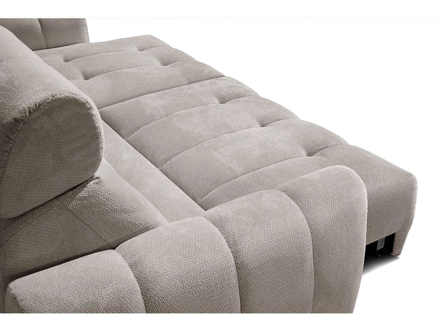 KIMI 3-Sitzer-Ecksofa, ausziehbarer Sitz, verstellbare Kopfstützen, beige