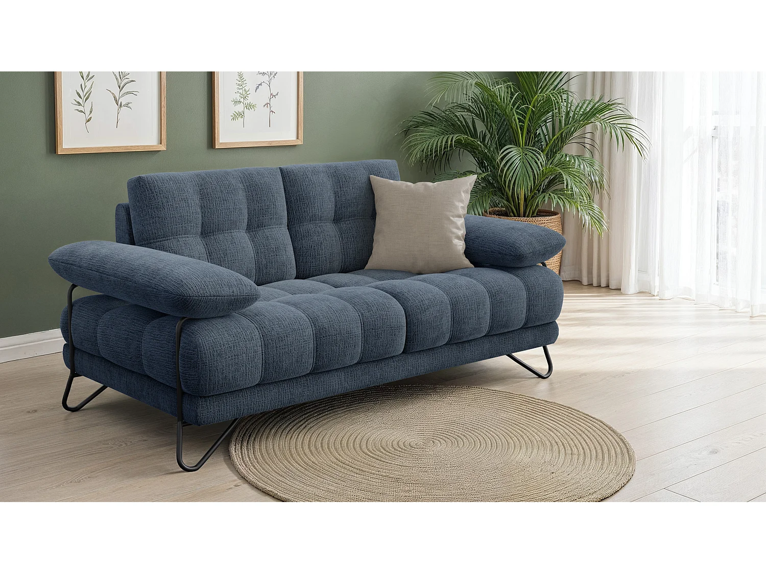 BUBBARA 2-Sitzer-Sofa, marineblau