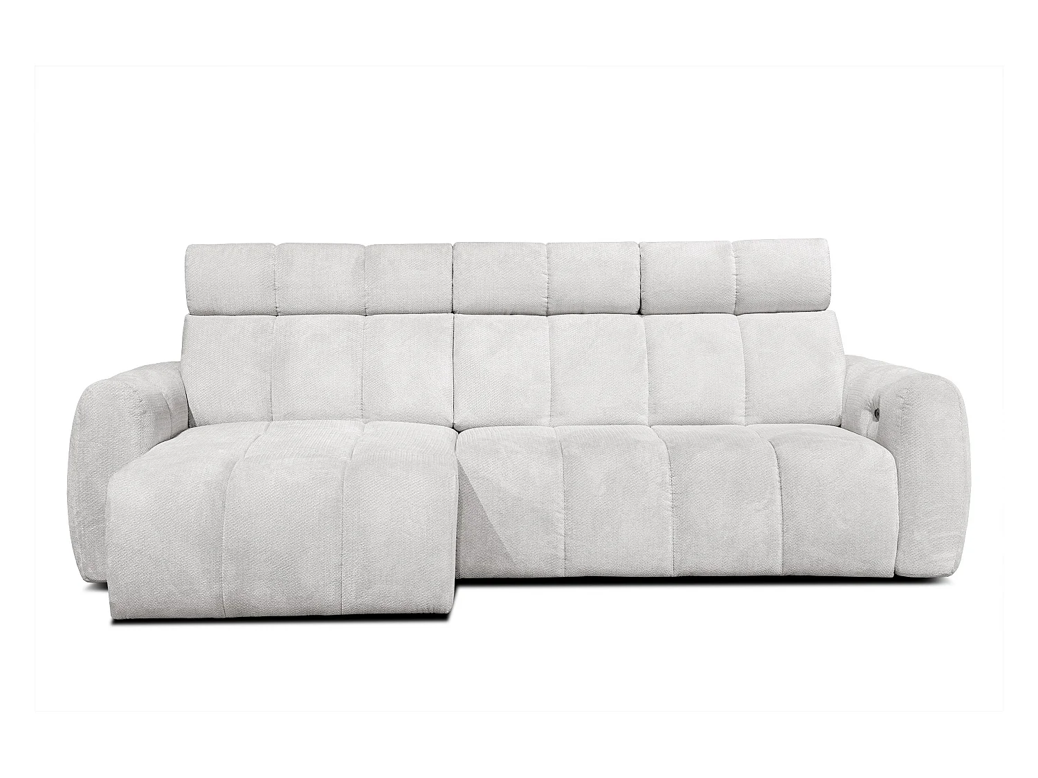 KIMI 3-Sitzer-Ecksofa, links, ausziehbarer Sitz, verstellbare Kopfstützen, creme