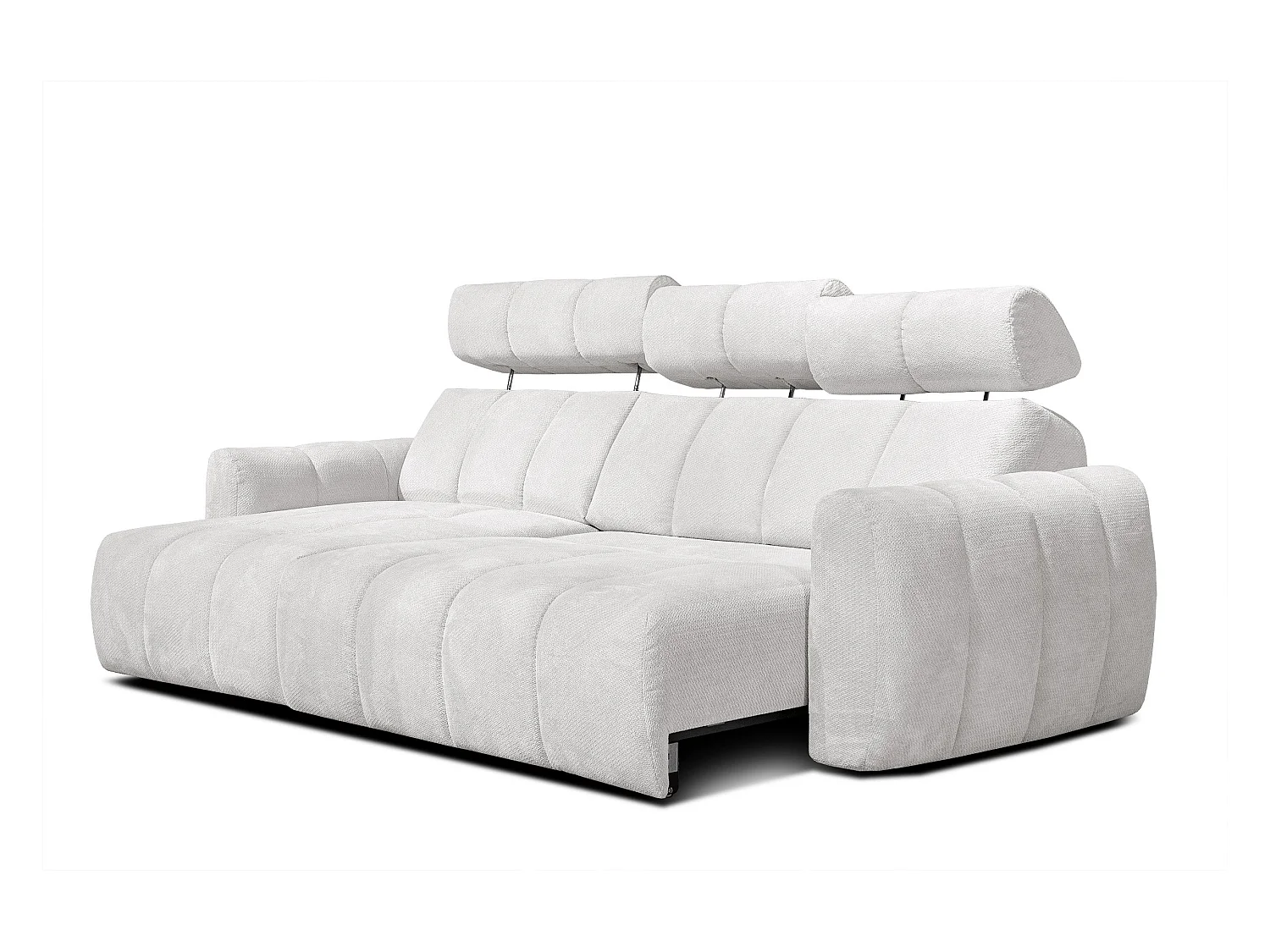 KIMI 3-Sitzer-Ecksofa, links, ausziehbarer Sitz, verstellbare Kopfstützen, creme