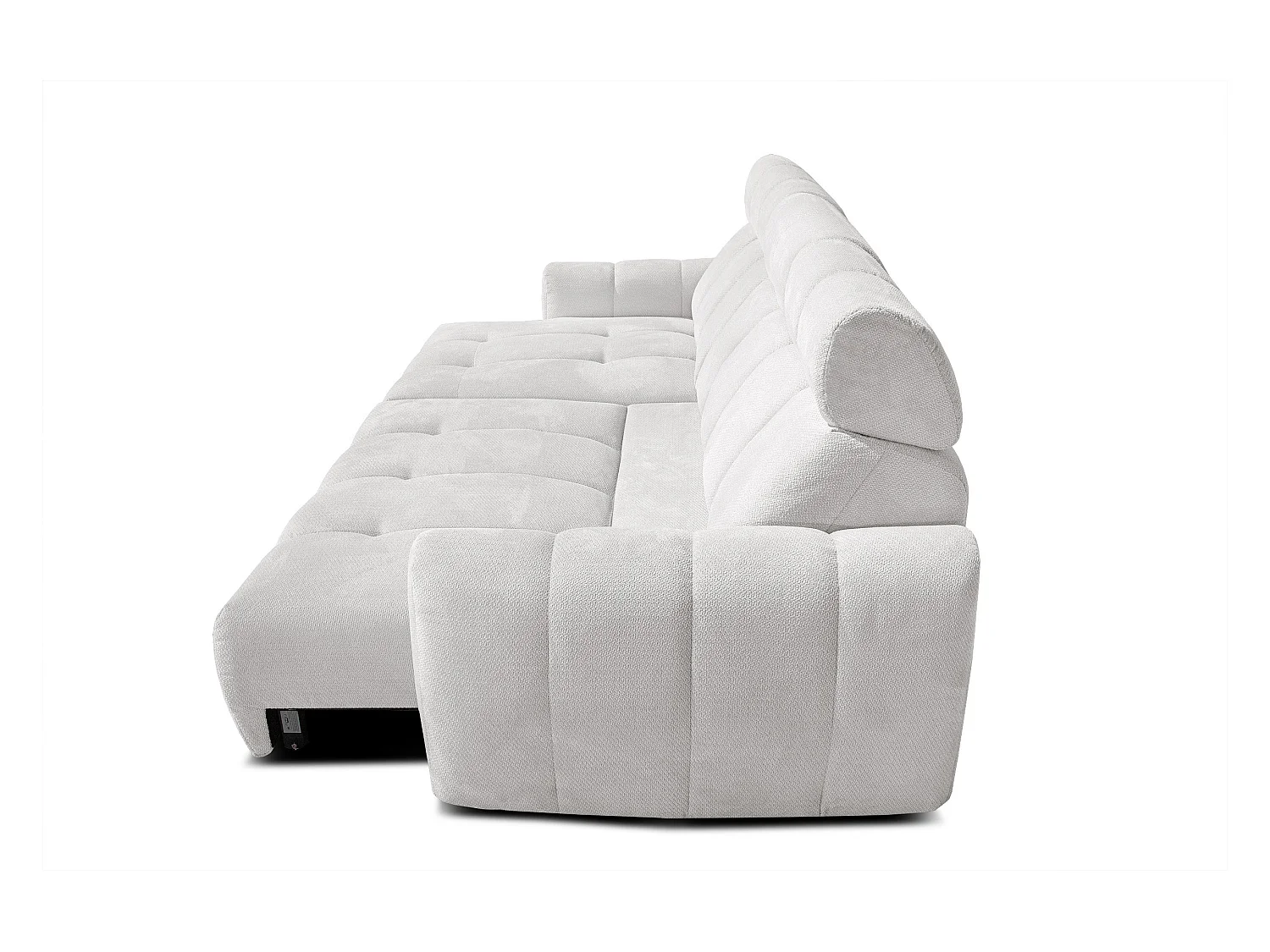 KIMI 3-Sitzer-Ecksofa, links, ausziehbarer Sitz, verstellbare Kopfstützen, creme