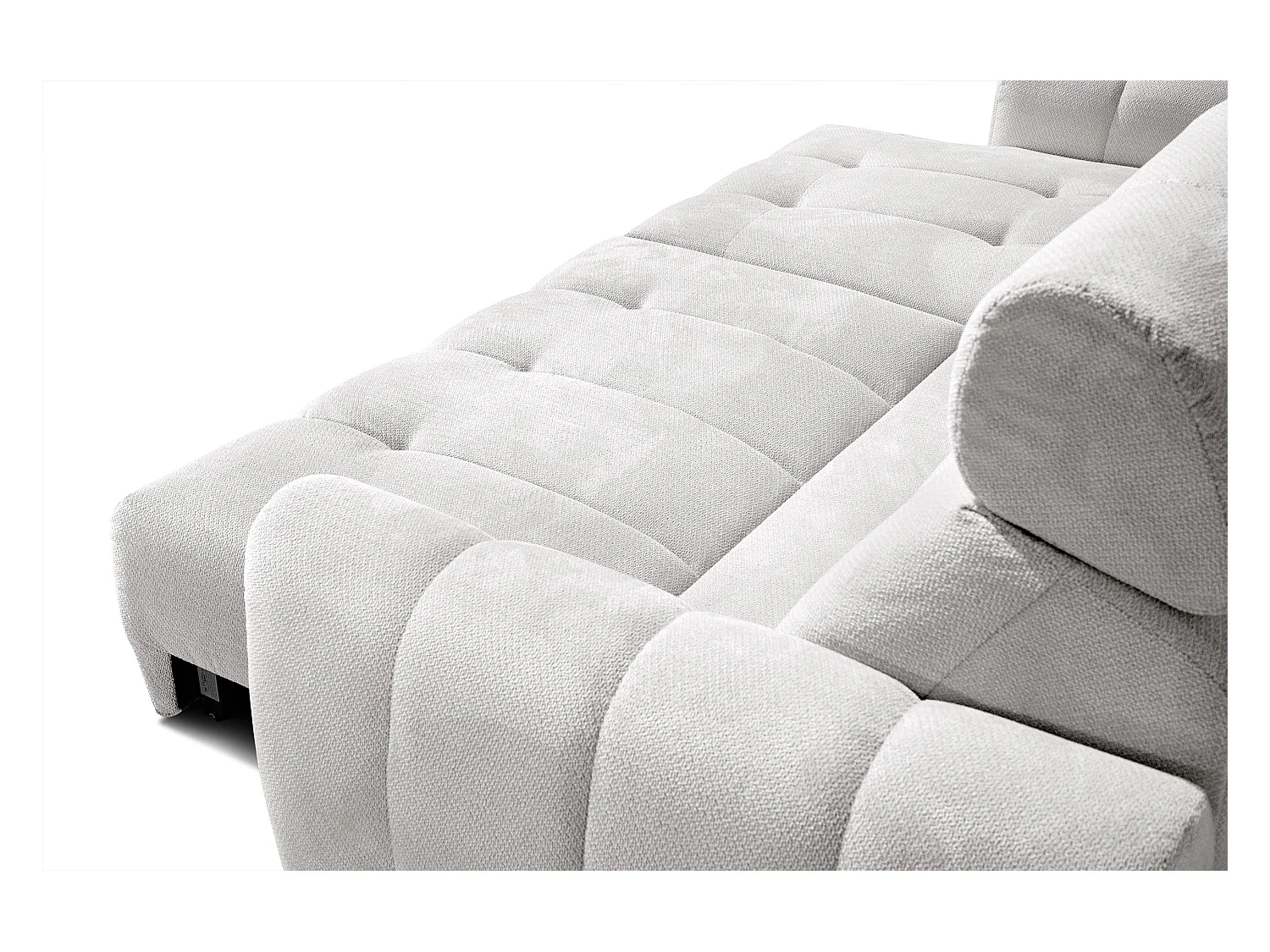 KIMI 3-Sitzer-Ecksofa, links, ausziehbarer Sitz, verstellbare Kopfstützen, creme