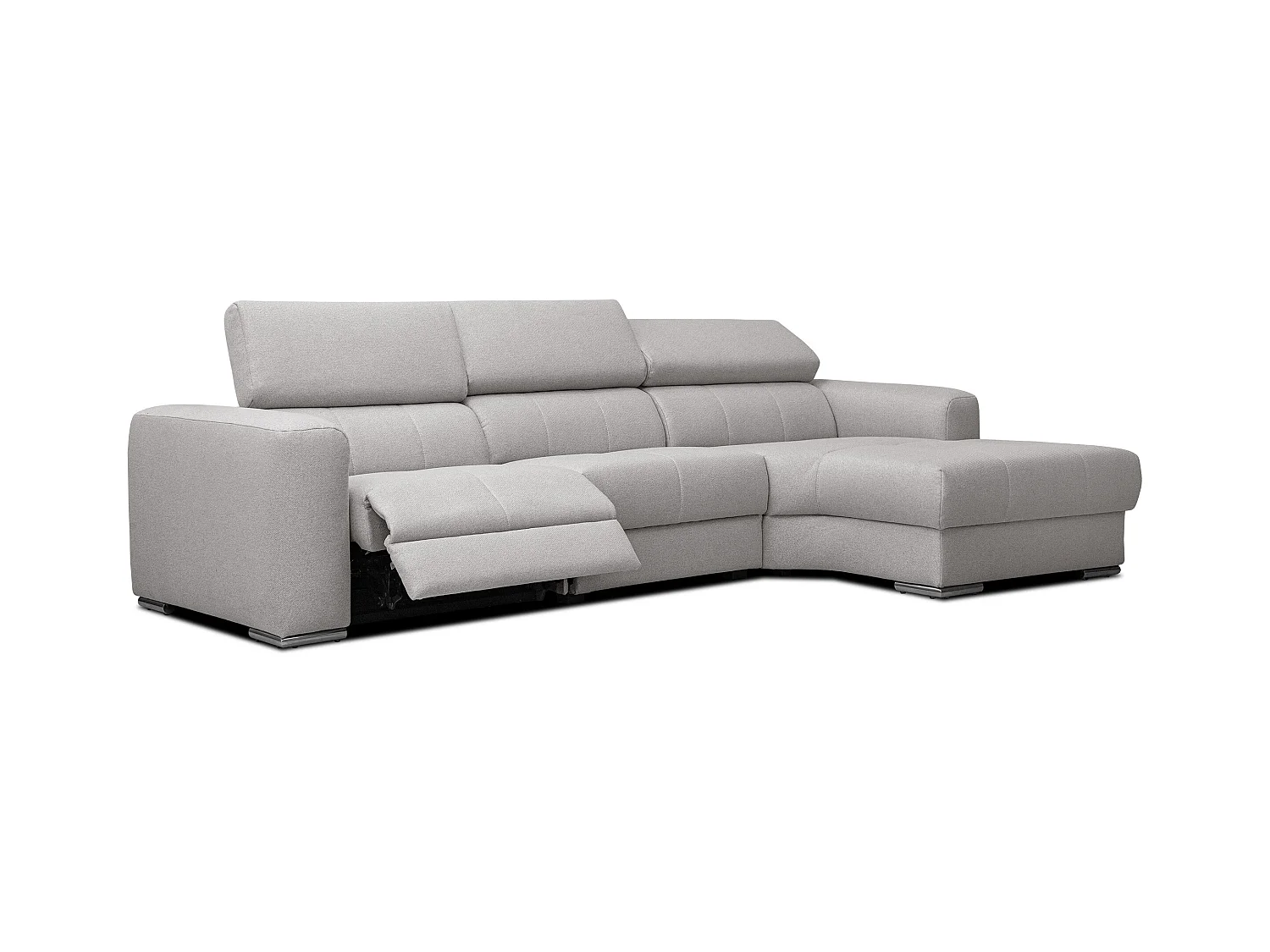 KARO 4-Sitzer-Ecksofa, 1 Relax, verstellbare Kopfstützen, grau