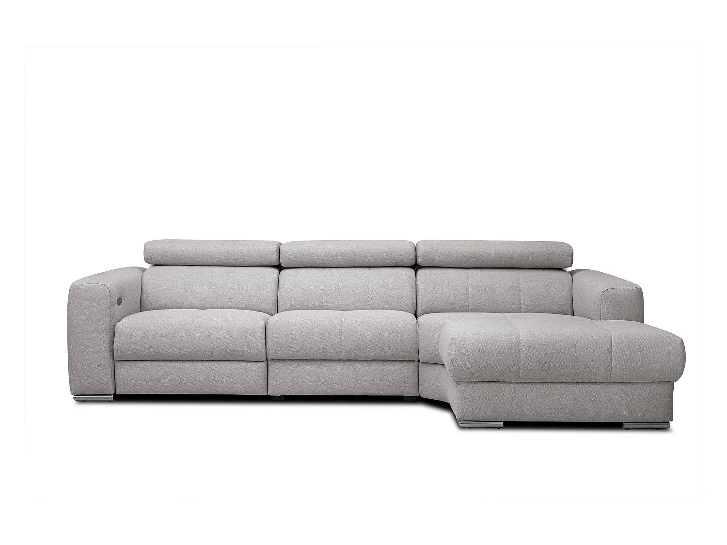 KARO 4-Sitzer-Ecksofa, 1 Relax, verstellbare Kopfstützen, grau