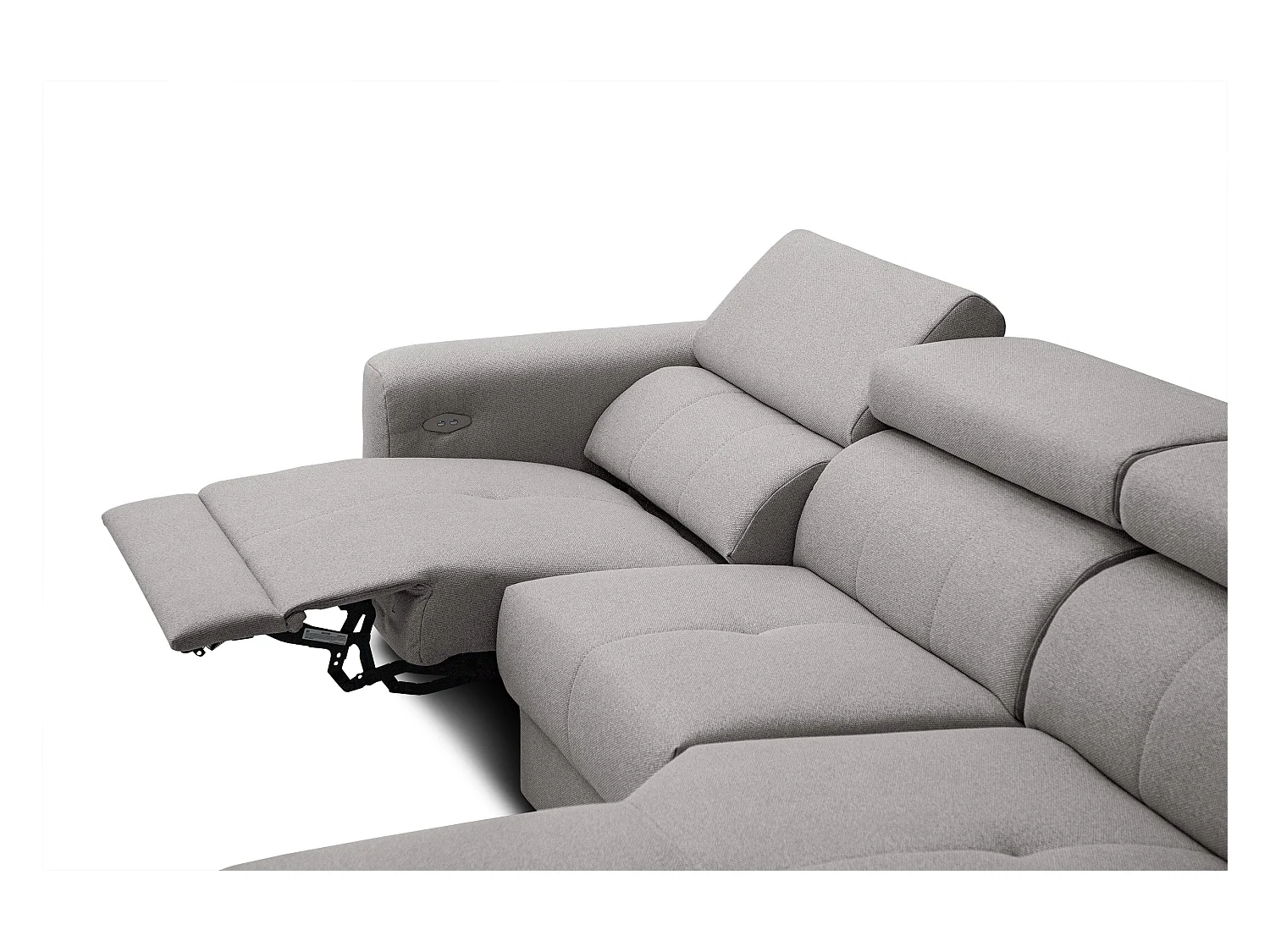 KARO 4-Sitzer-Ecksofa, 1 Relax, verstellbare Kopfstützen, grau
