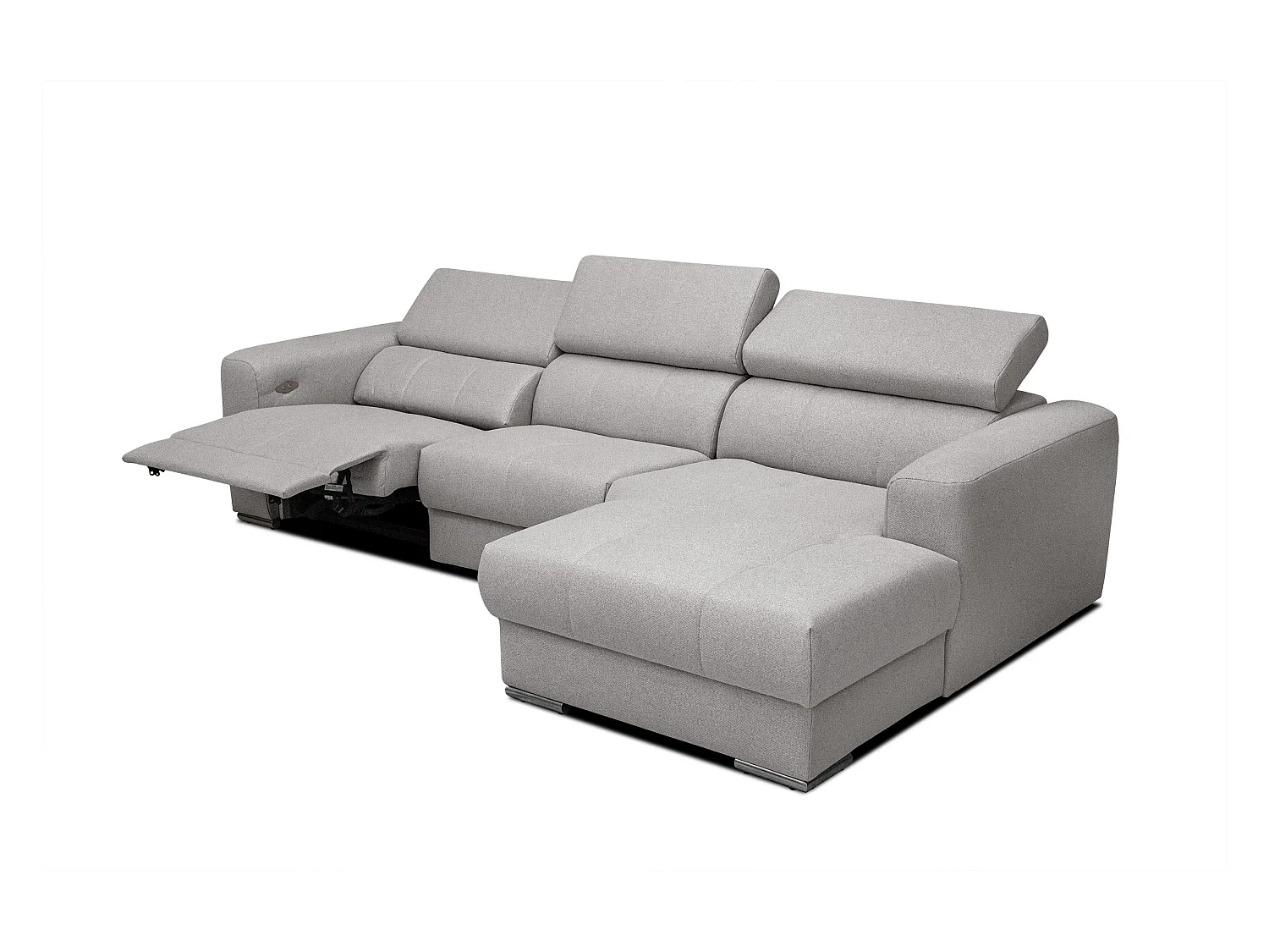 KARO 4-Sitzer-Ecksofa, 1 Relax, verstellbare Kopfstützen, grau