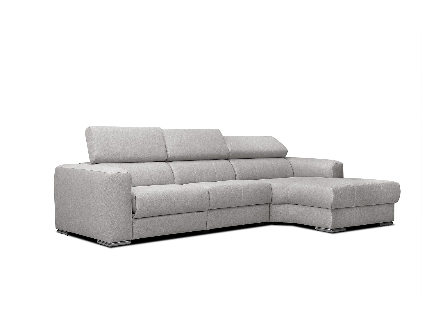 KARO 4-Sitzer-Ecksofa, 1 Relax, verstellbare Kopfstützen, grau