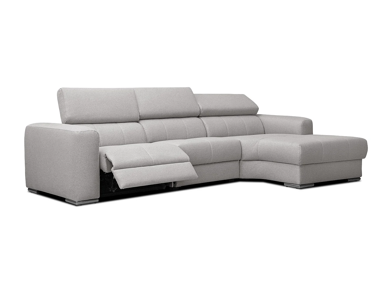 KARO 4-Sitzer-Ecksofa, 1 Relax, verstellbare Kopfstützen, grau