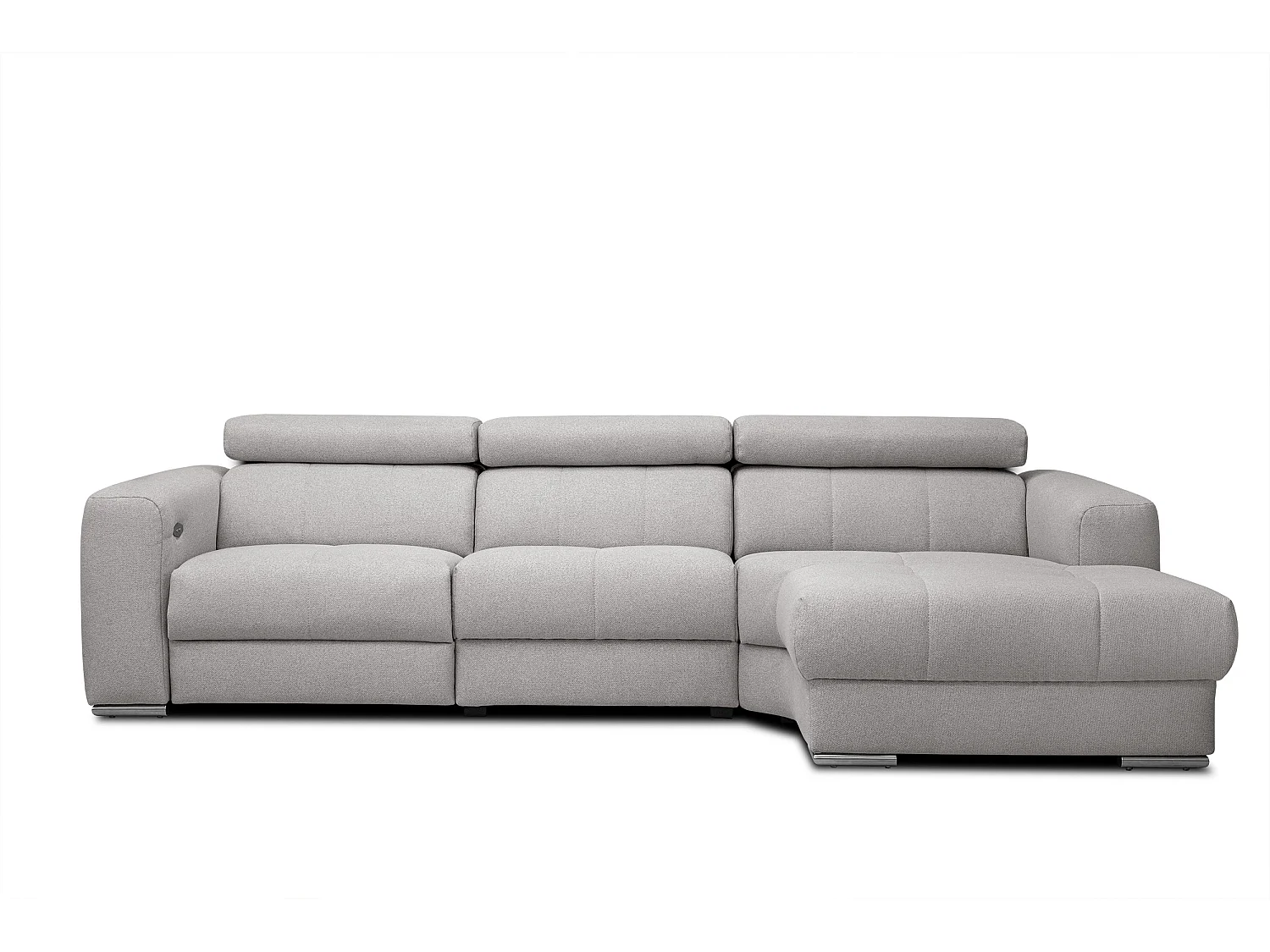 KARO 4-Sitzer-Ecksofa, 1 Relax, verstellbare Kopfstützen, grau