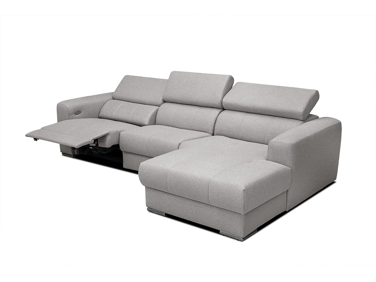 KARO 4-Sitzer-Ecksofa, 1 Relax, verstellbare Kopfstützen, grau
