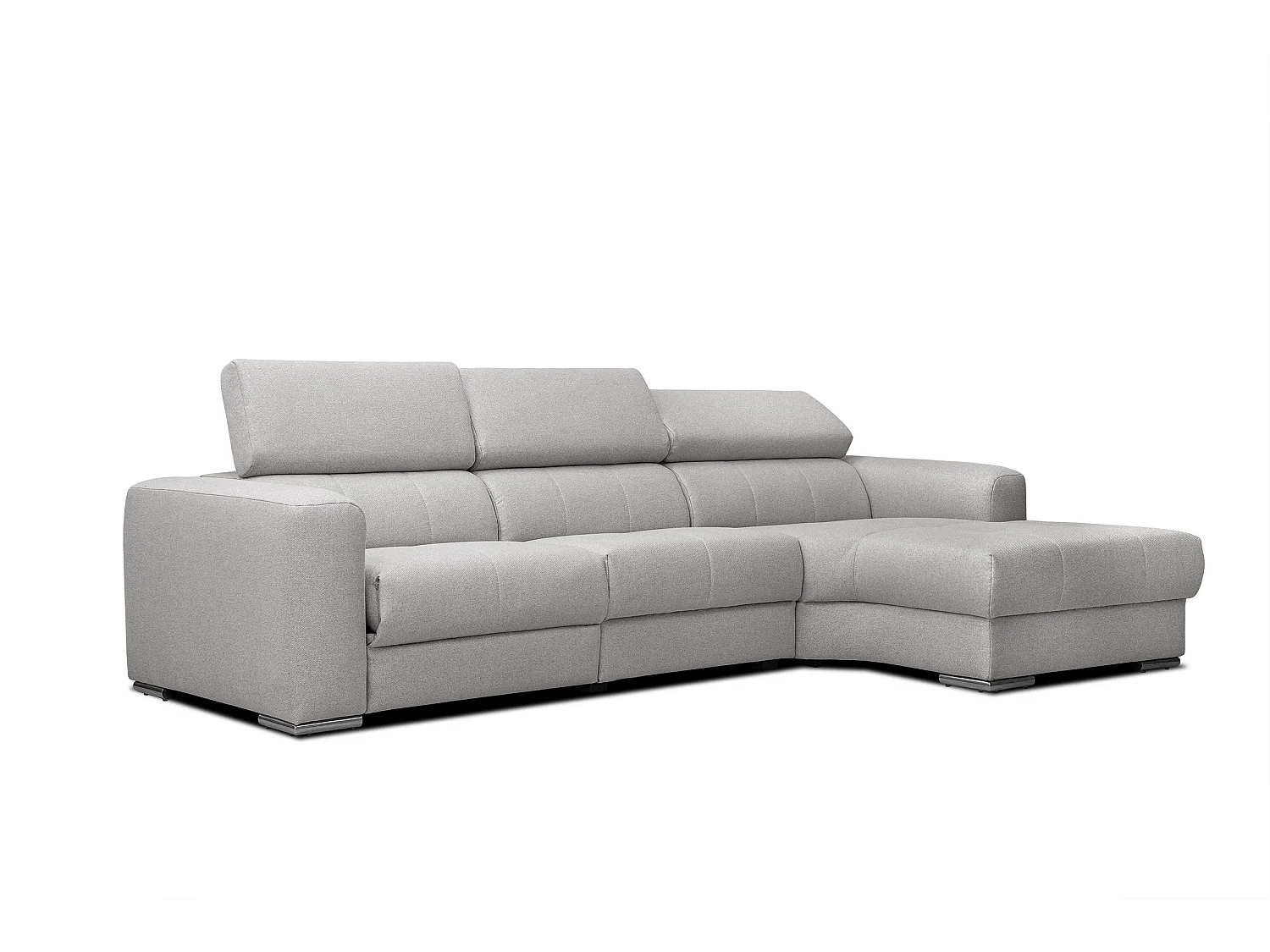 KARO 4-Sitzer-Ecksofa, 1 Relax, verstellbare Kopfstützen, grau