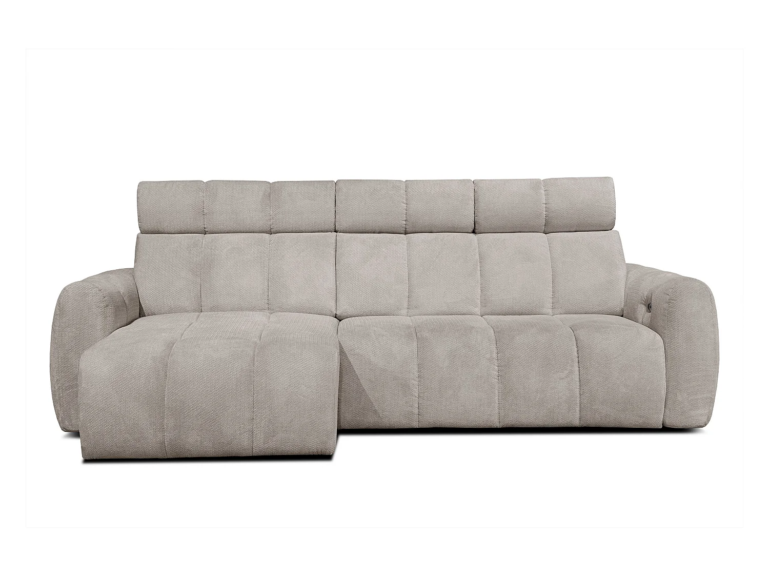 KIMI 3-Sitzer-Ecksofa, links, ausziehbarer Sitz, verstellbare Kopfstützen, beige
