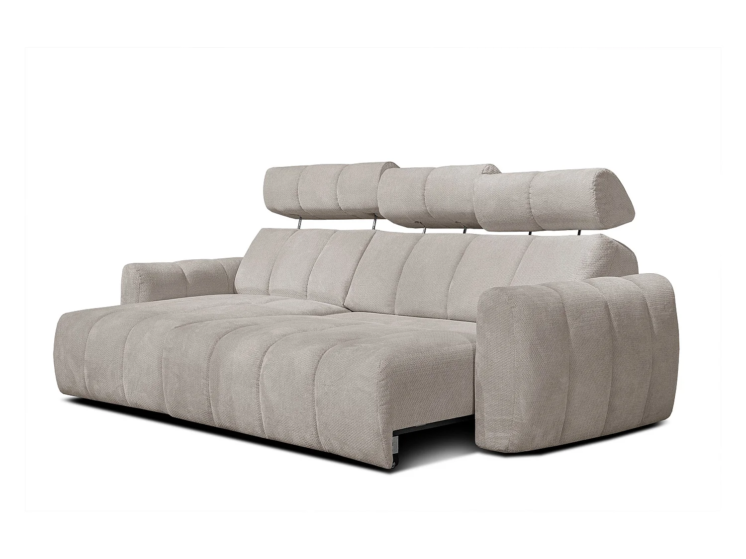 KIMI 3-Sitzer-Ecksofa, links, ausziehbarer Sitz, verstellbare Kopfstützen, beige