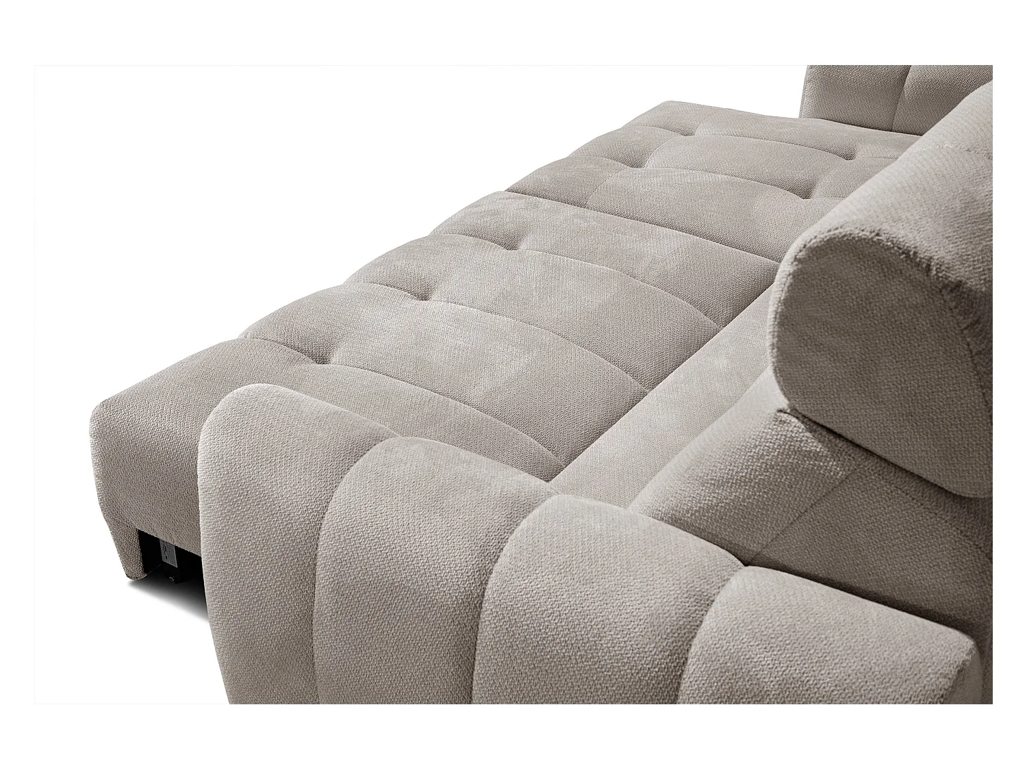 KIMI 3-Sitzer-Ecksofa, links, ausziehbarer Sitz, verstellbare Kopfstützen, beige