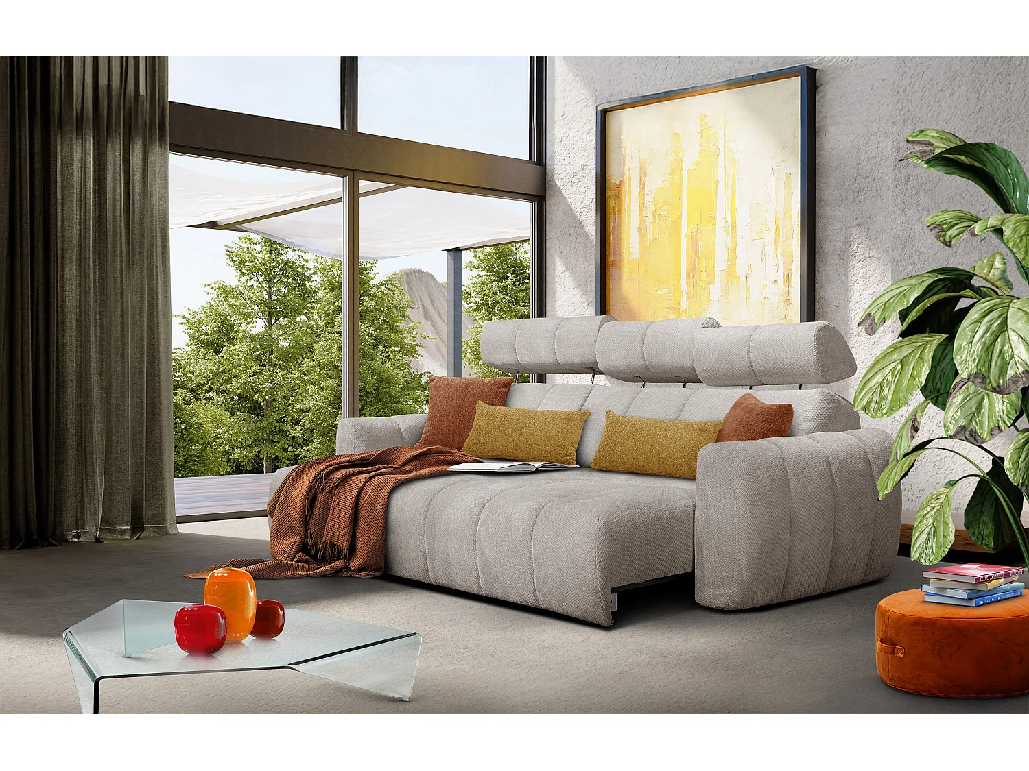 CANAPÉ D'ANGLE KIMI 3 places, tissu