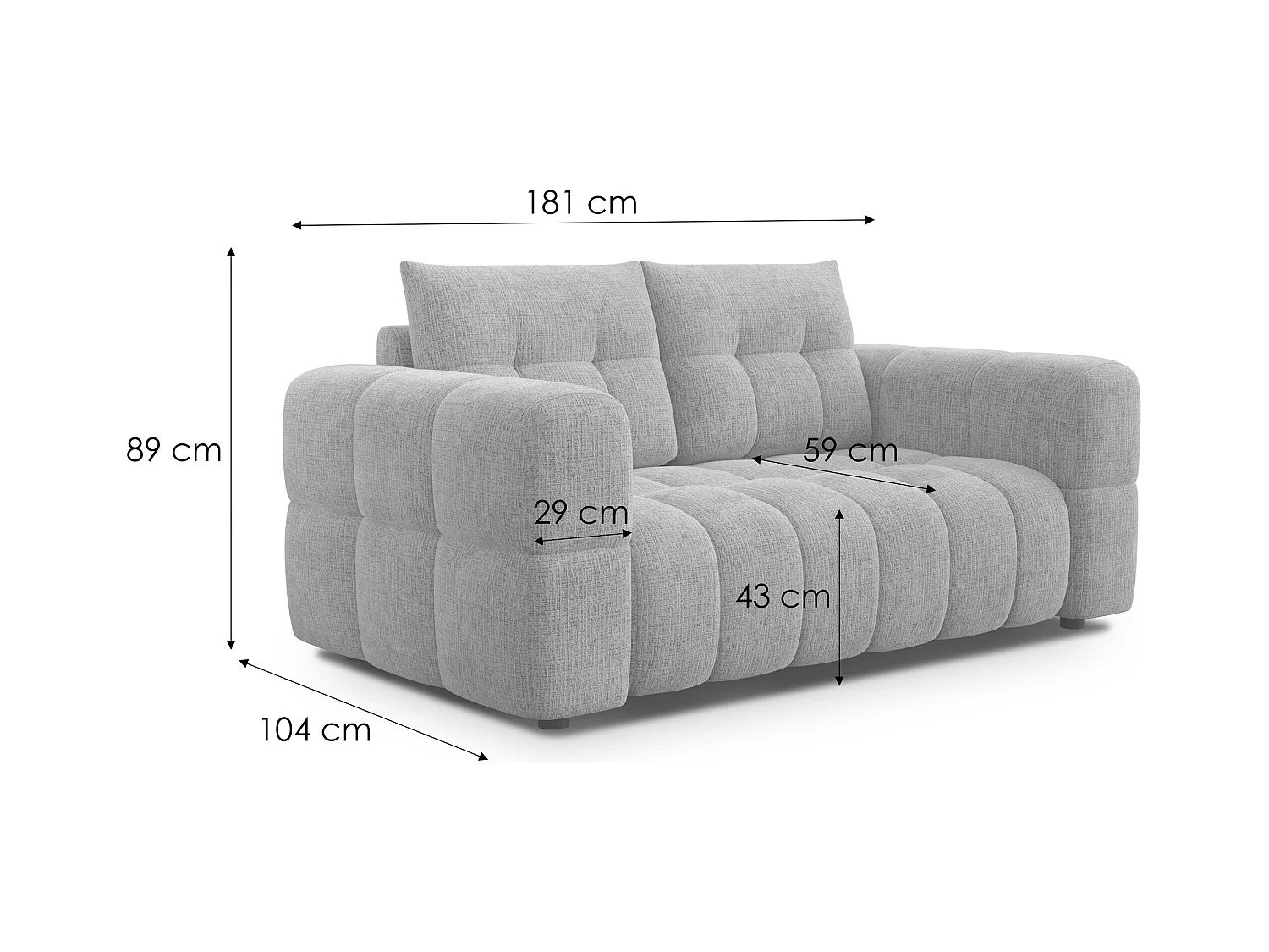 CANAPE CLOUDI 2 places, beige