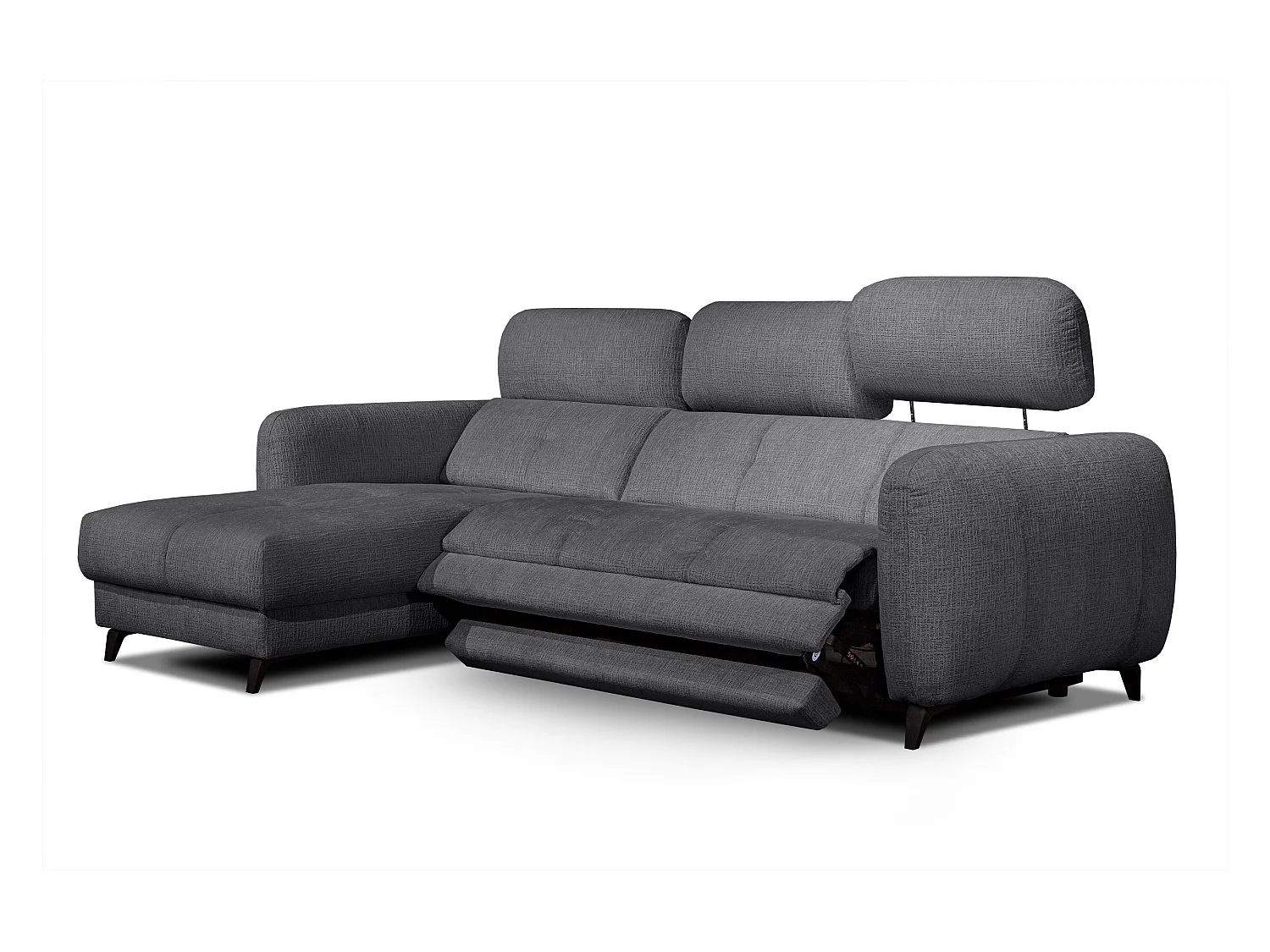 SVEN 3-Sitzer-Ecksofa, 1 Relax XL, verstellbare Kopfstützen, dunkelgrau
