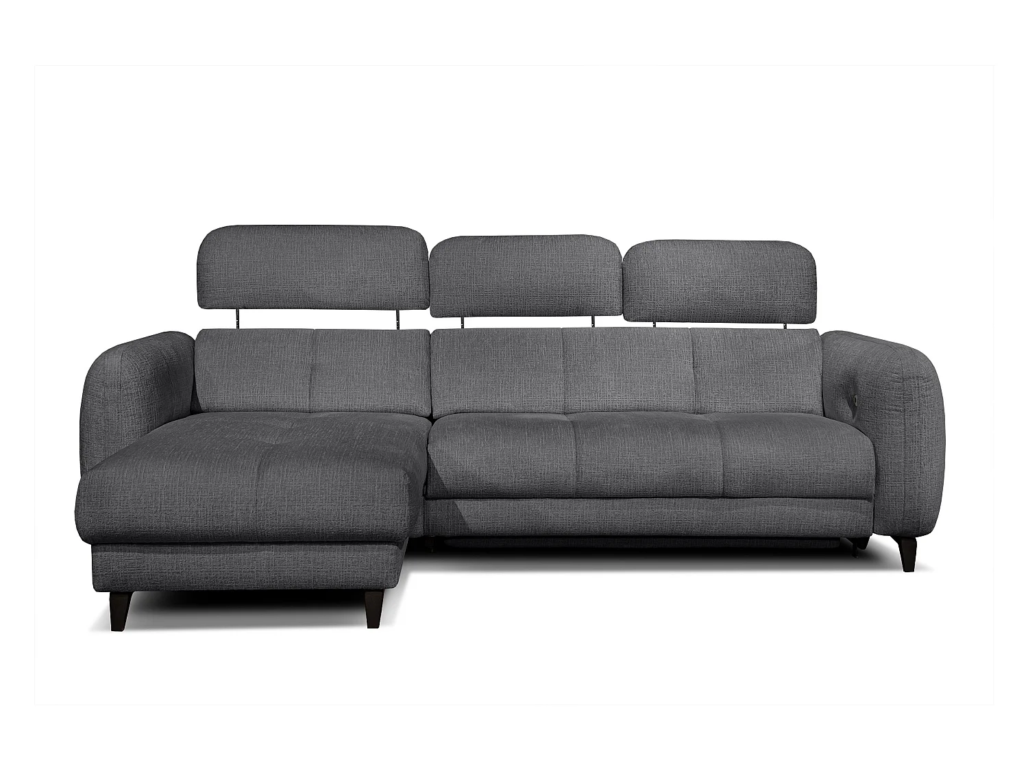 SVEN 3-Sitzer-Ecksofa, 1 Relax XL, verstellbare Kopfstützen, dunkelgrau