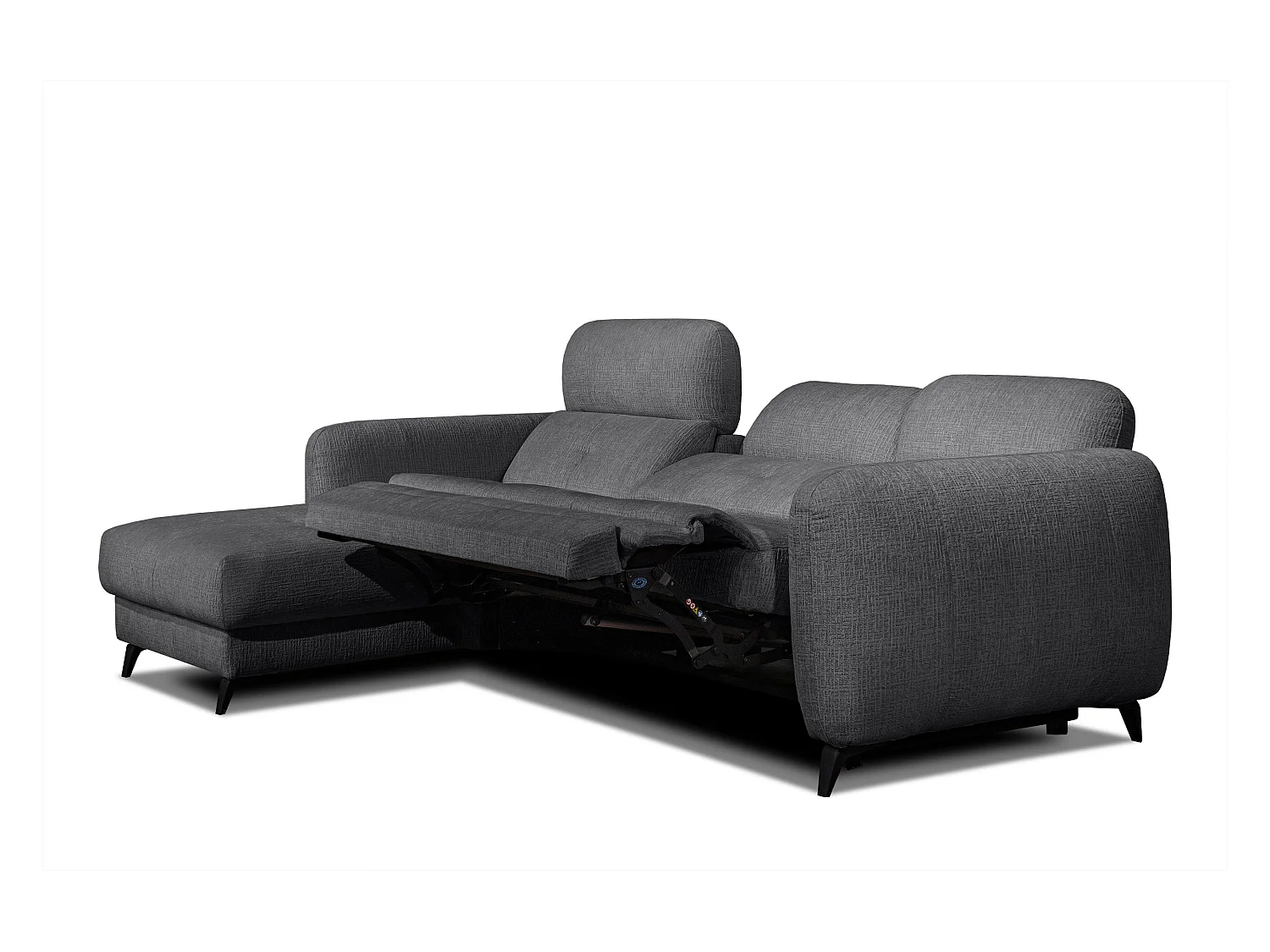 SVEN 3-Sitzer-Ecksofa, 1 Relax XL, verstellbare Kopfstützen, dunkelgrau