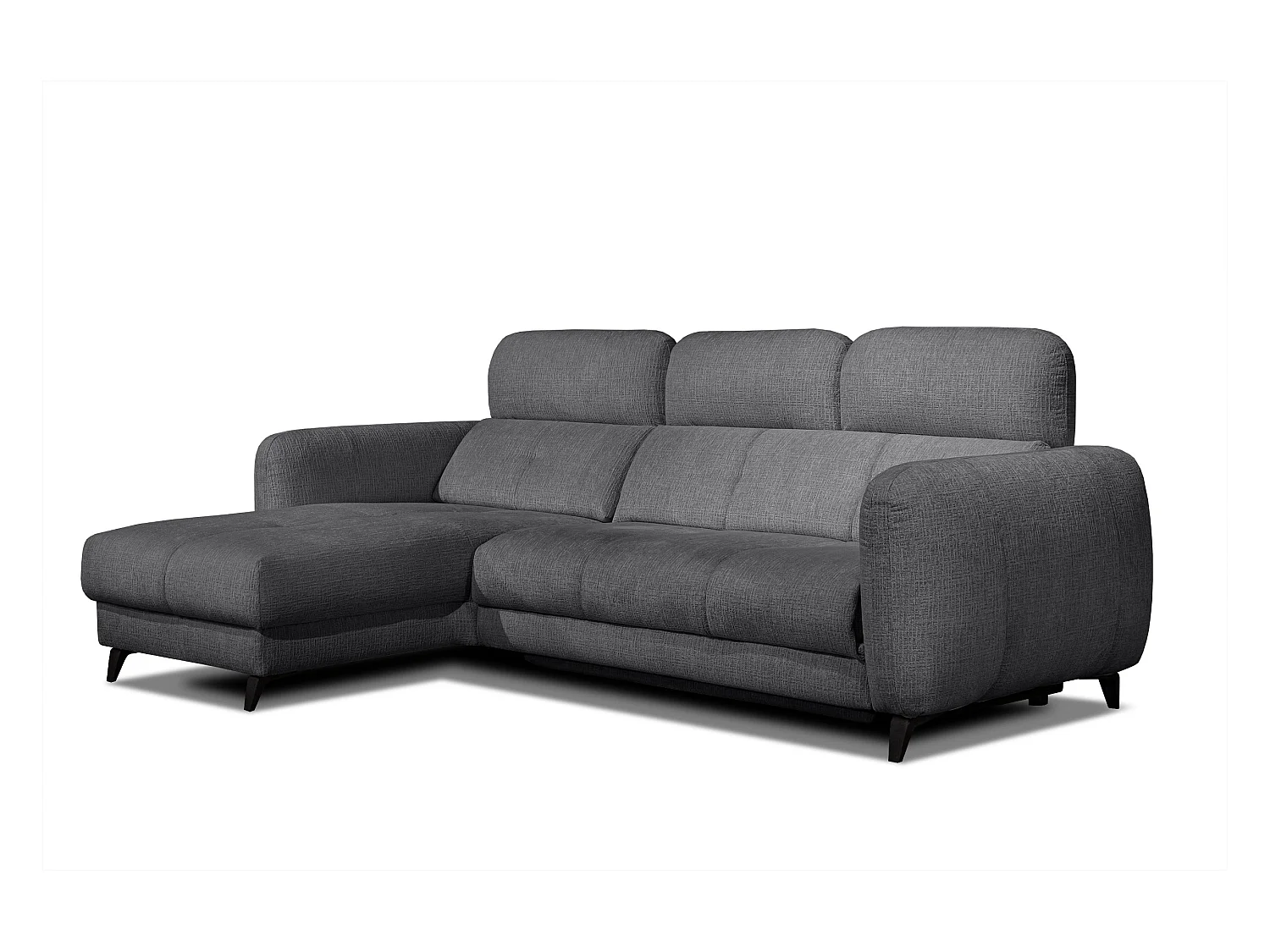 SVEN 3-Sitzer-Ecksofa, 1 Relax XL, verstellbare Kopfstützen, dunkelgrau