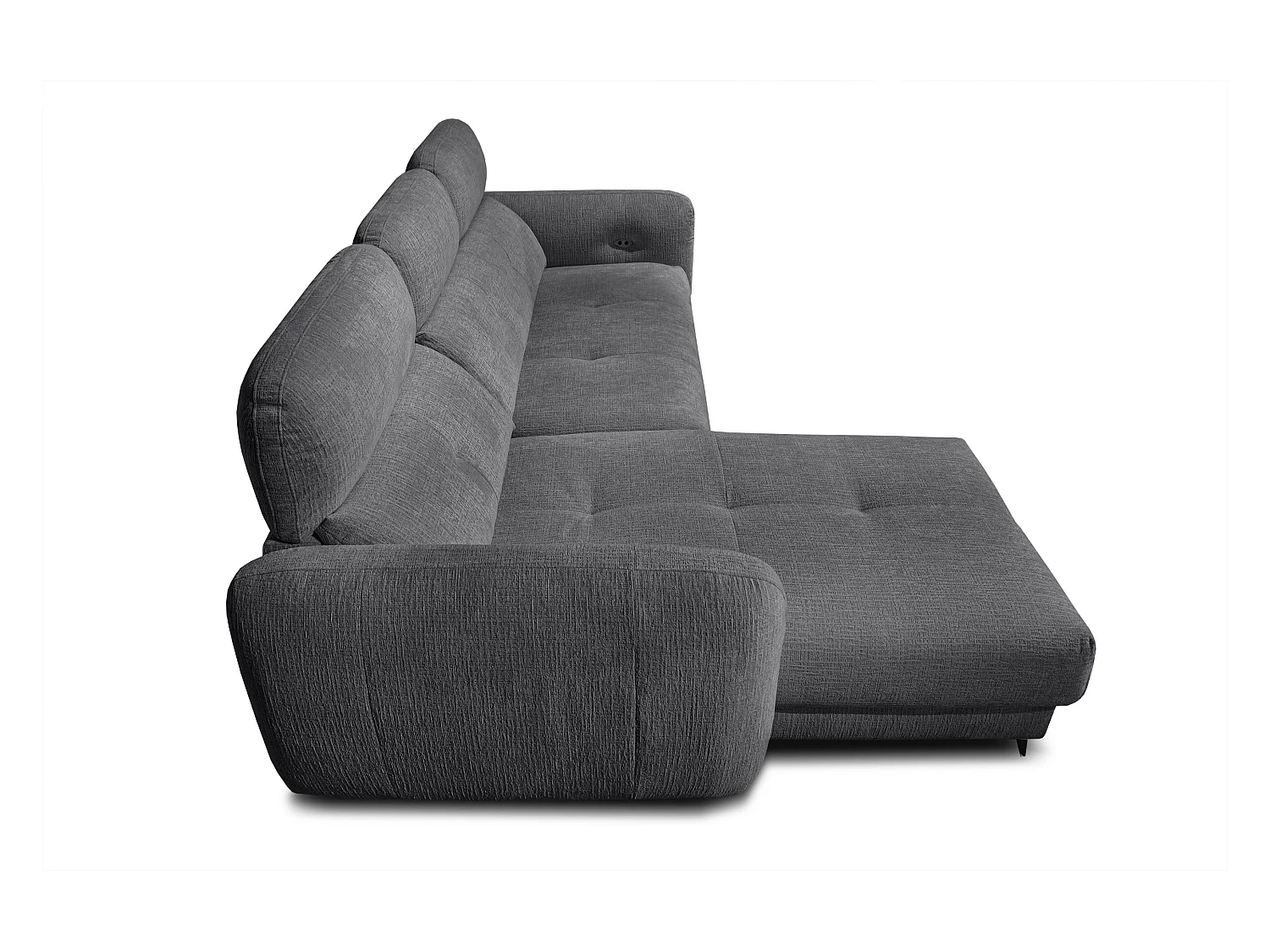 SVEN 3-Sitzer-Ecksofa, 1 Relax XL, verstellbare Kopfstützen, dunkelgrau