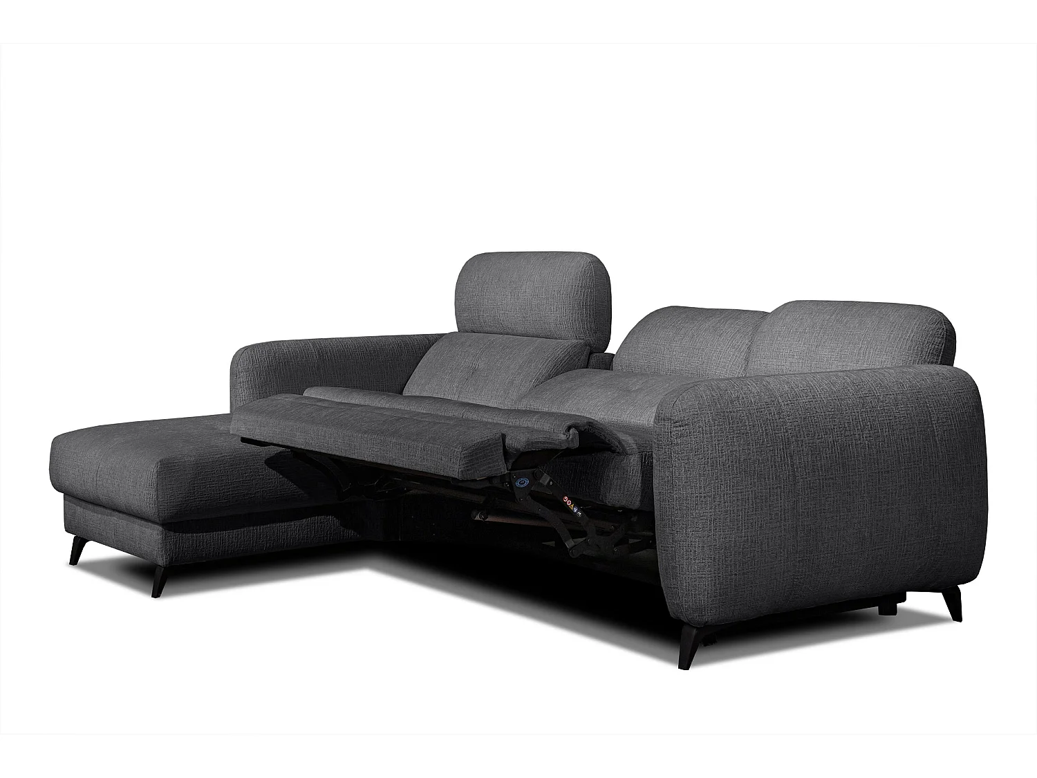SVEN 3-Sitzer-Ecksofa, 1 Relax XL, verstellbare Kopfstützen, dunkelgrau