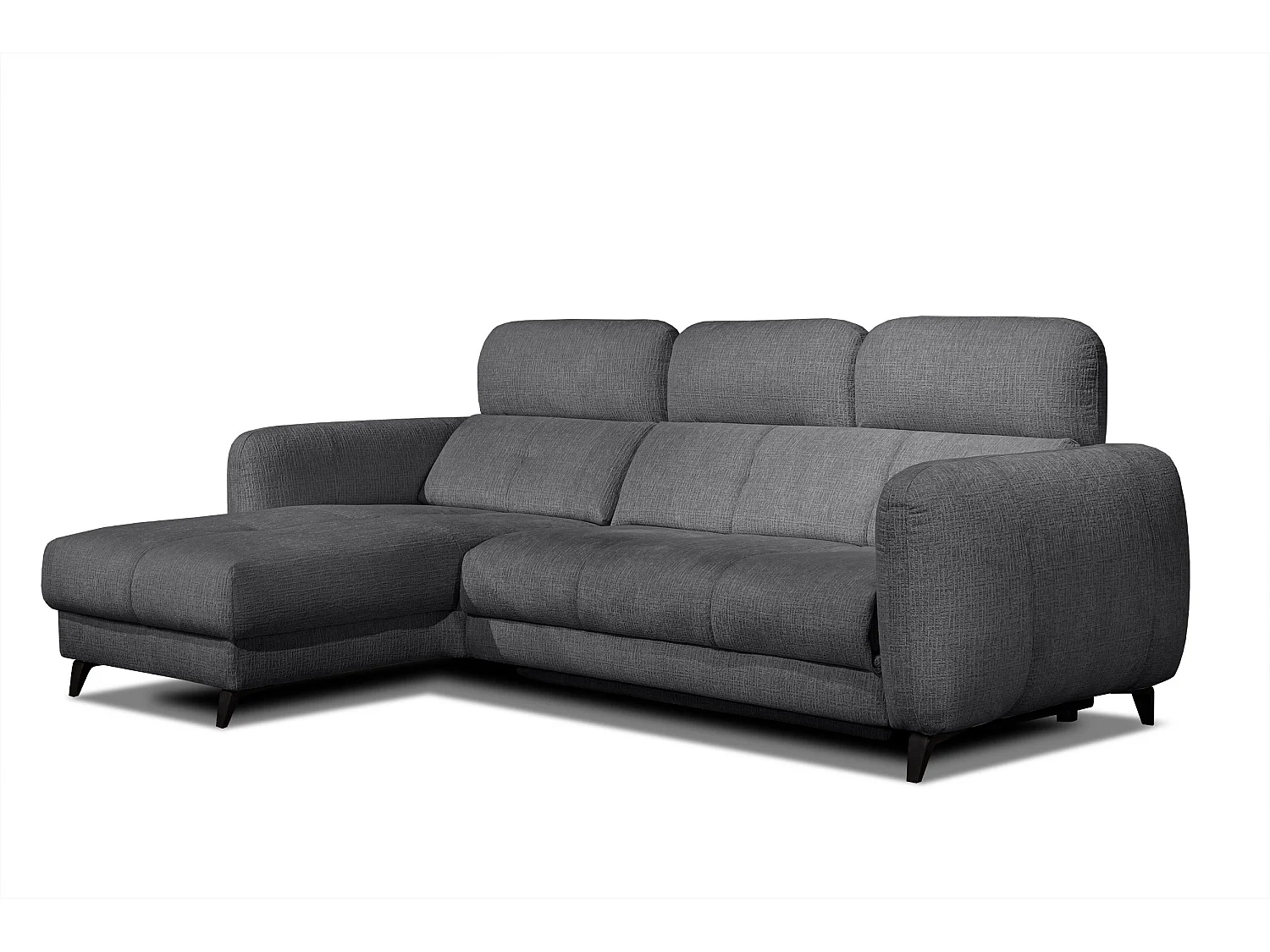 SVEN 3-Sitzer-Ecksofa, 1 Relax XL, verstellbare Kopfstützen, dunkelgrau