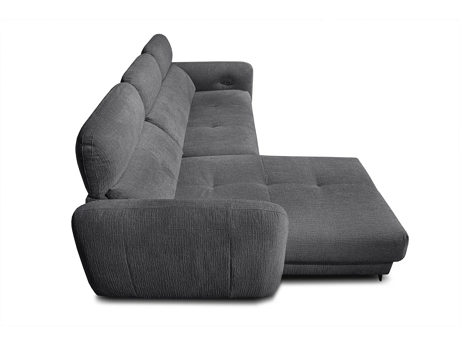 SVEN 3-Sitzer-Ecksofa, 1 Relax XL, verstellbare Kopfstützen, dunkelgrau