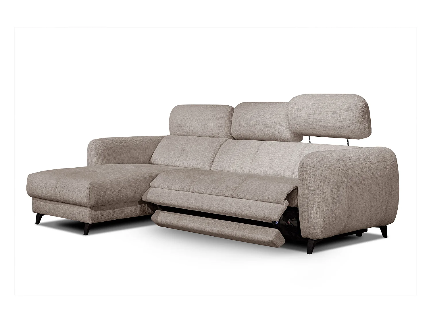 SVEN 3-Sitzer-Ecksofa, 1 Relax XL, verstellbare Kopfstützen, beige