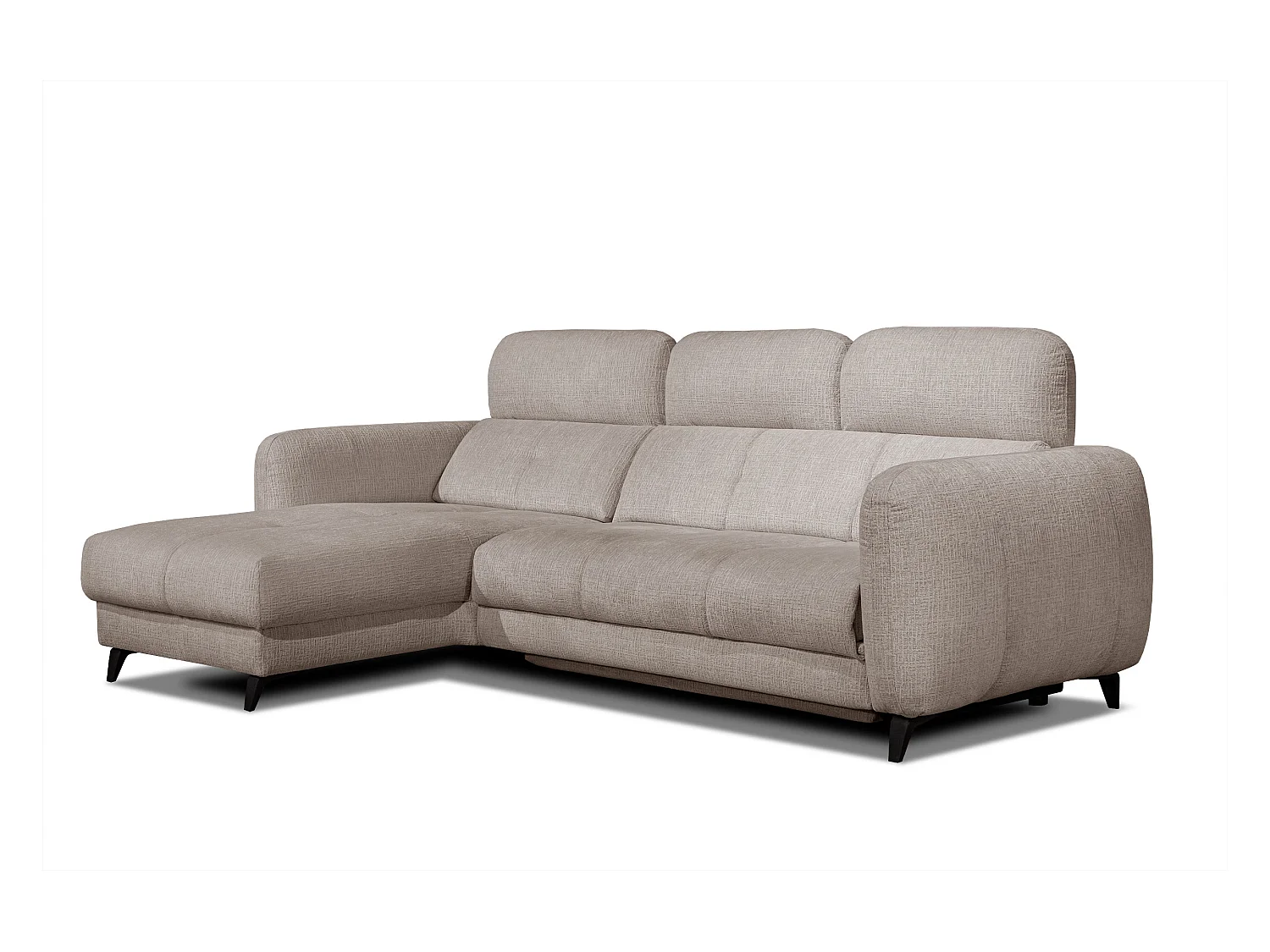 SVEN 3-Sitzer-Ecksofa, 1 Relax XL, verstellbare Kopfstützen, beige