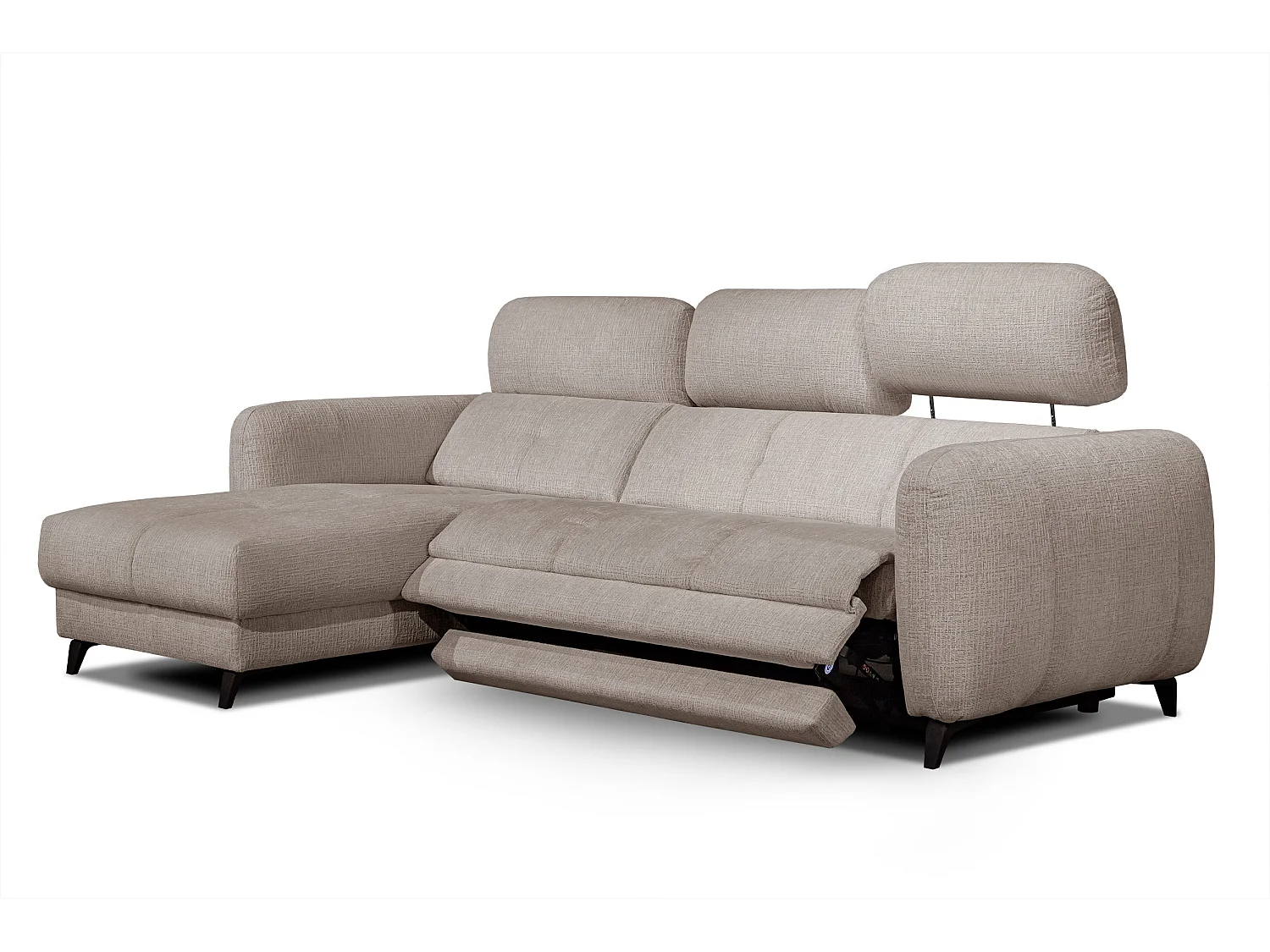 SVEN 3-Sitzer-Ecksofa, 1 Relax XL, verstellbare Kopfstützen, beige