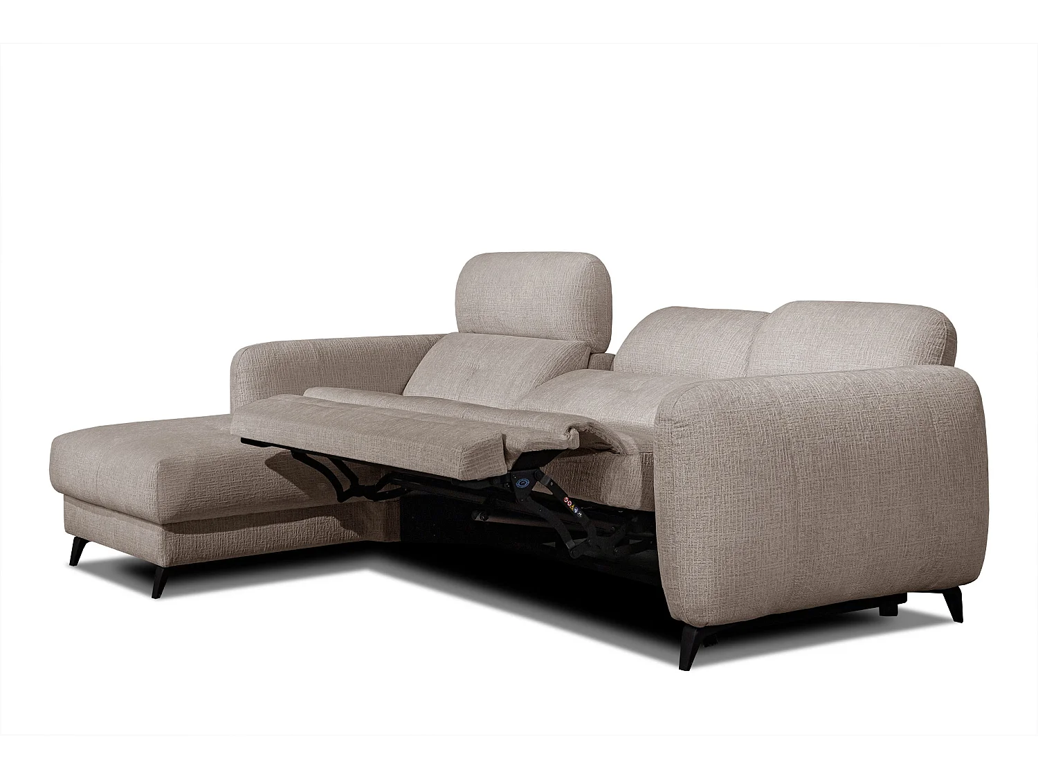 SVEN 3-Sitzer-Ecksofa, 1 Relax XL, verstellbare Kopfstützen, beige