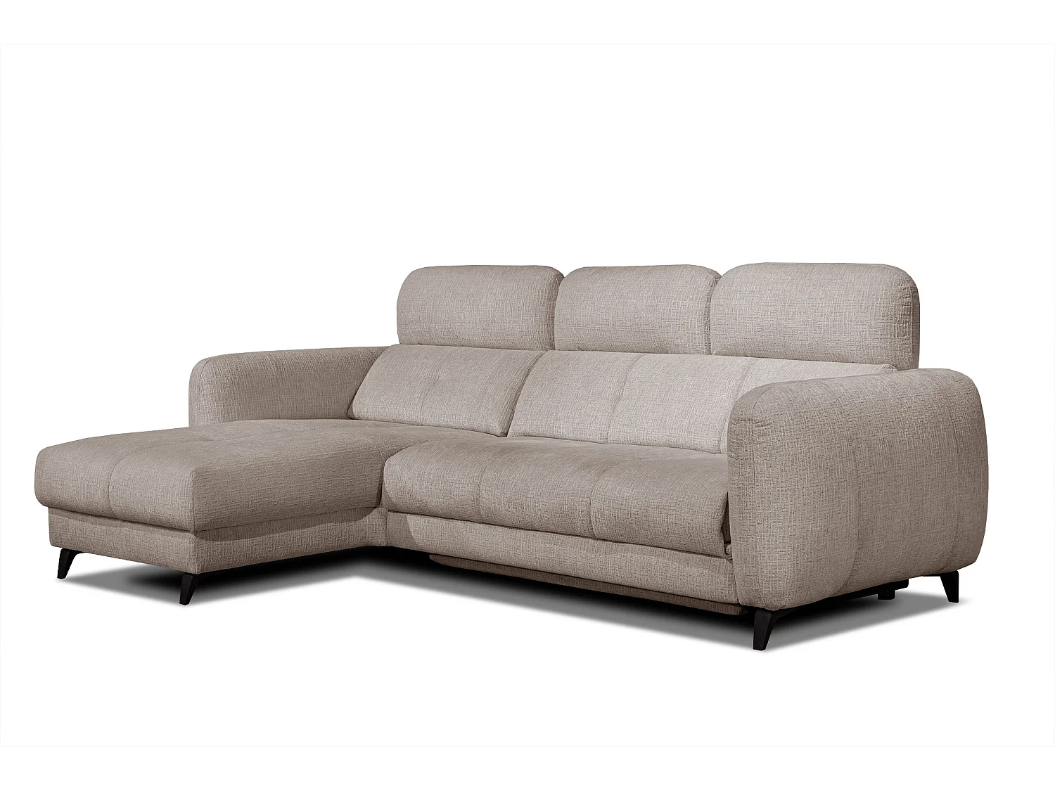 SVEN 3-Sitzer-Ecksofa, 1 Relax XL, verstellbare Kopfstützen, beige