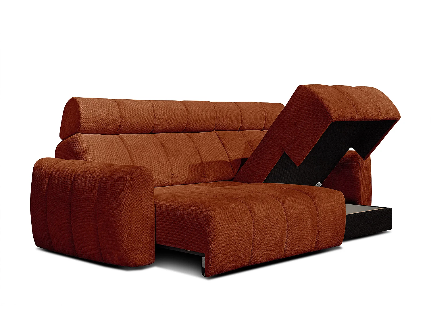 KIMI 3-Sitzer-Ecksofa, ausziehbarer Sitz, verstellbare Kopfstützen, rot