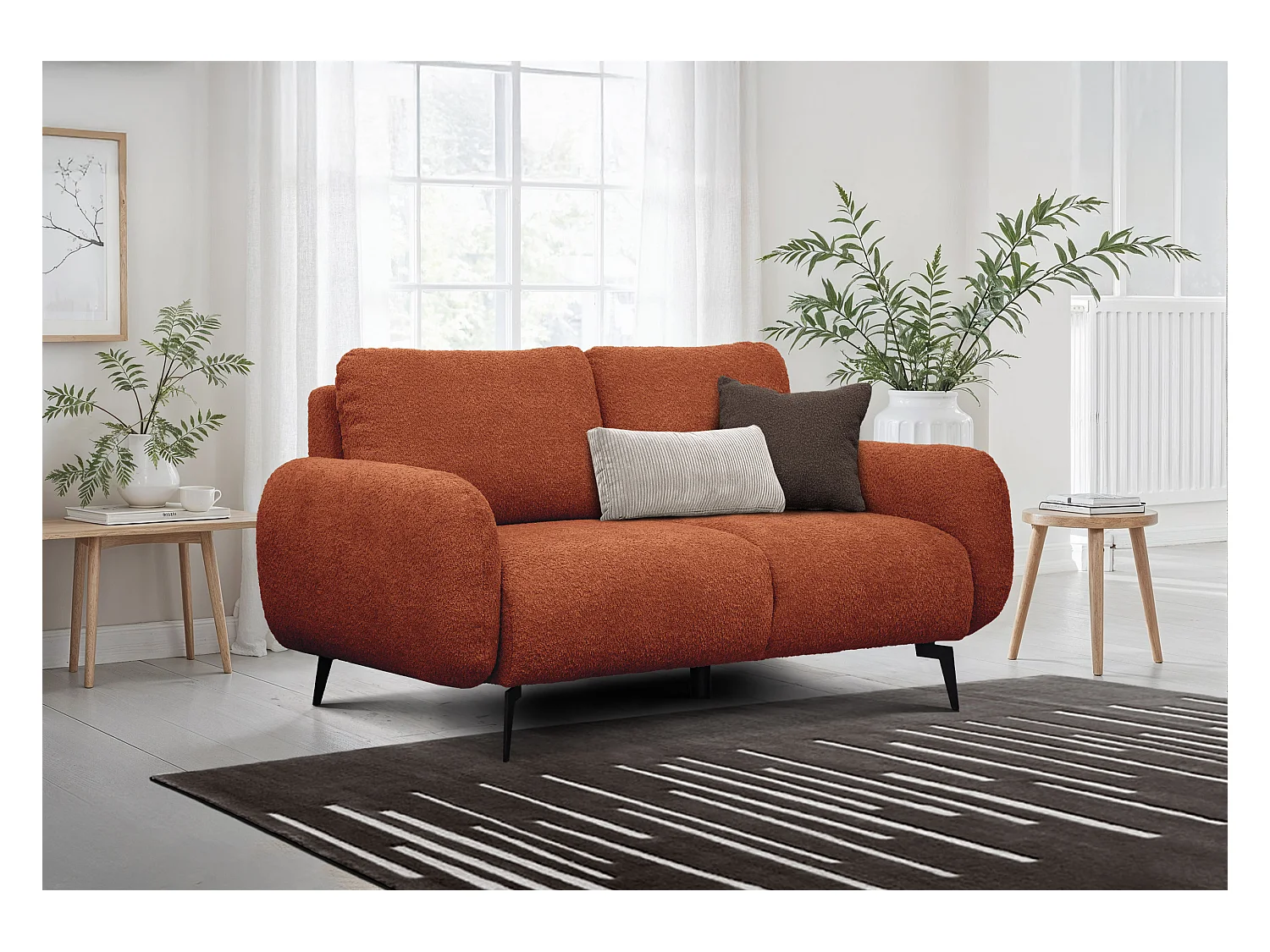 CANAPE FEBE 2 places, orange foncé