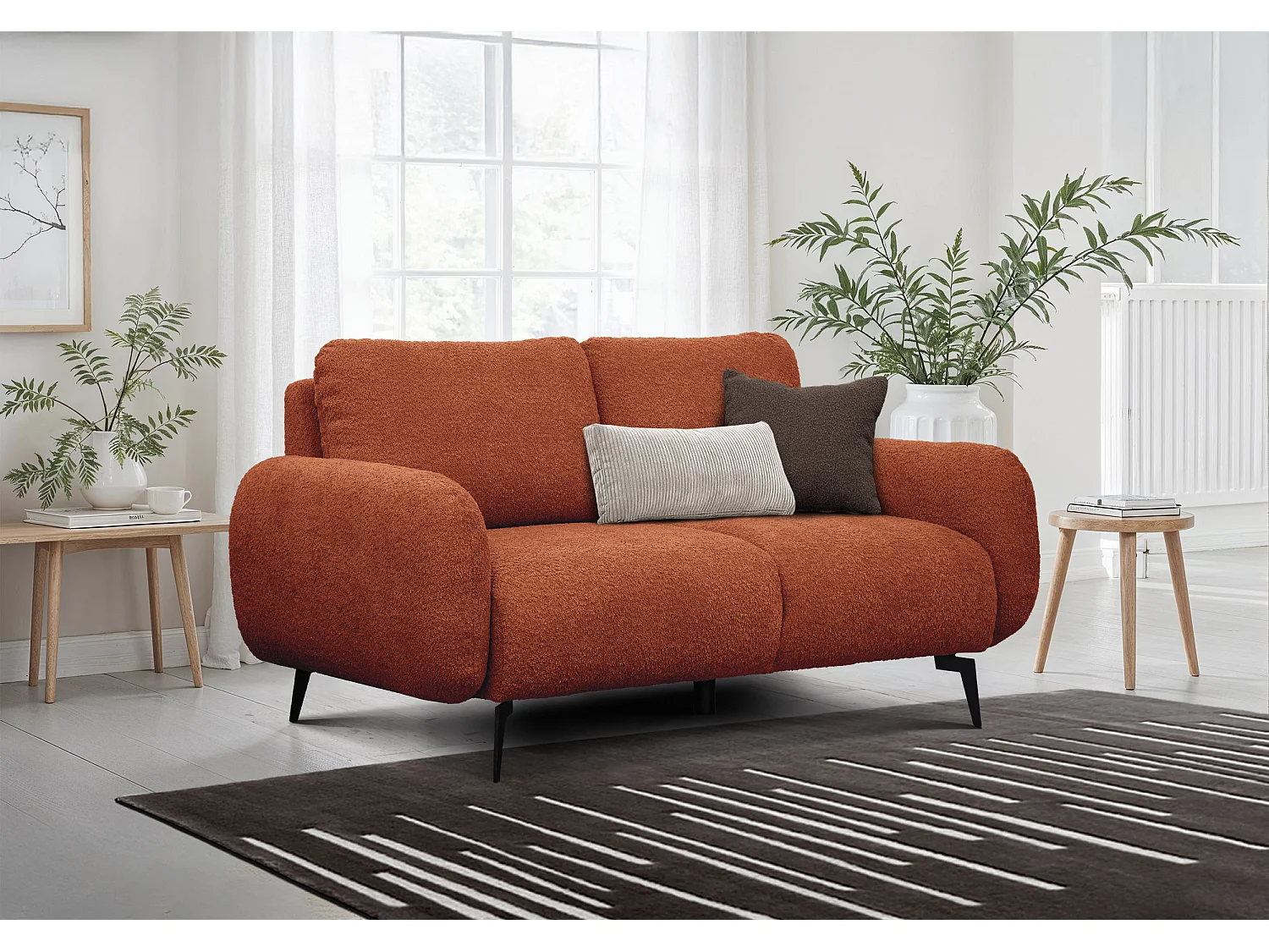 CANAPE FEBE 2 places, orange foncé