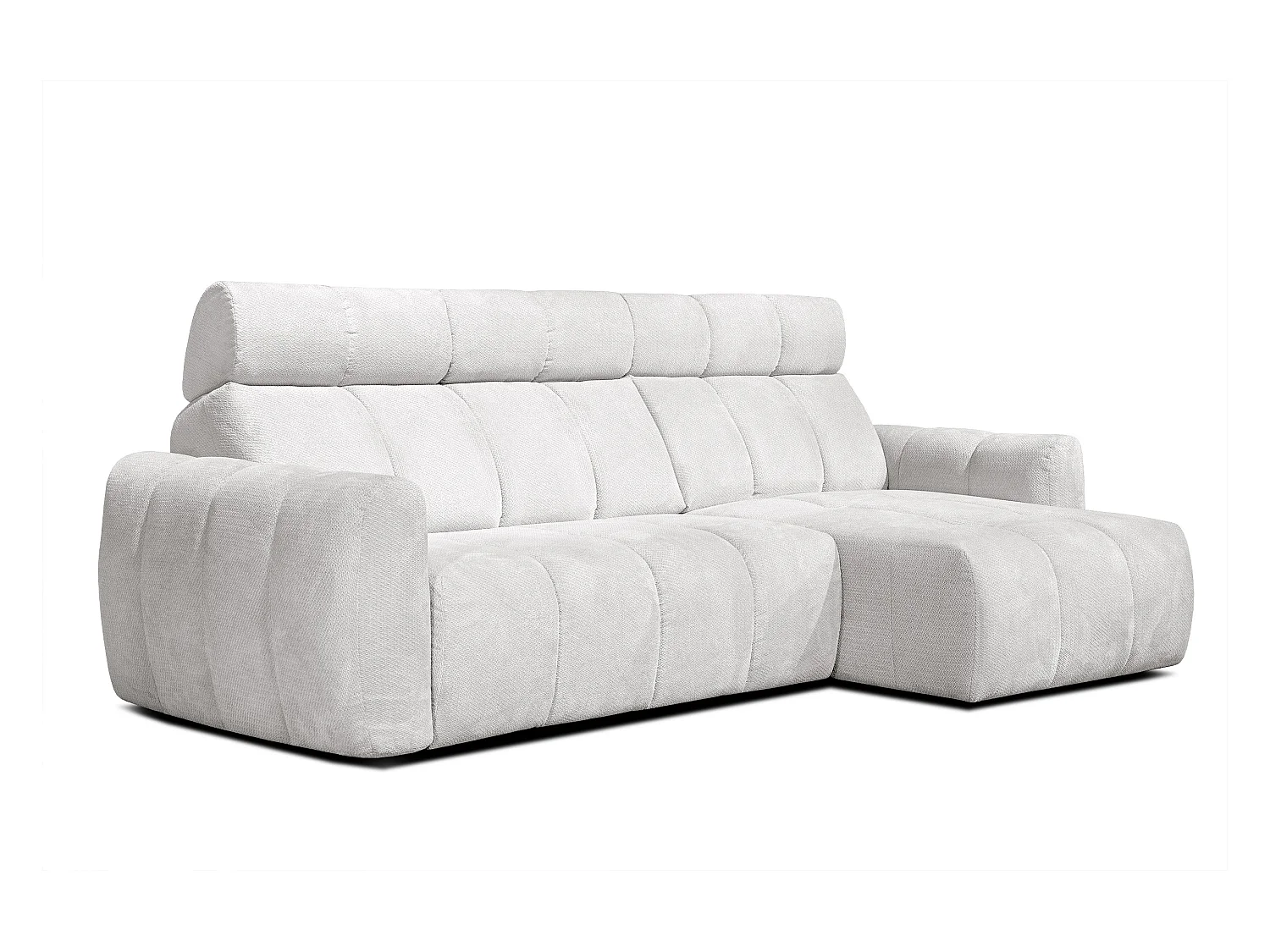 KIMI 3-Sitzer-Ecksofa, ausziehbarer Sitz, verstellbare Kopfstützen, cremefarben