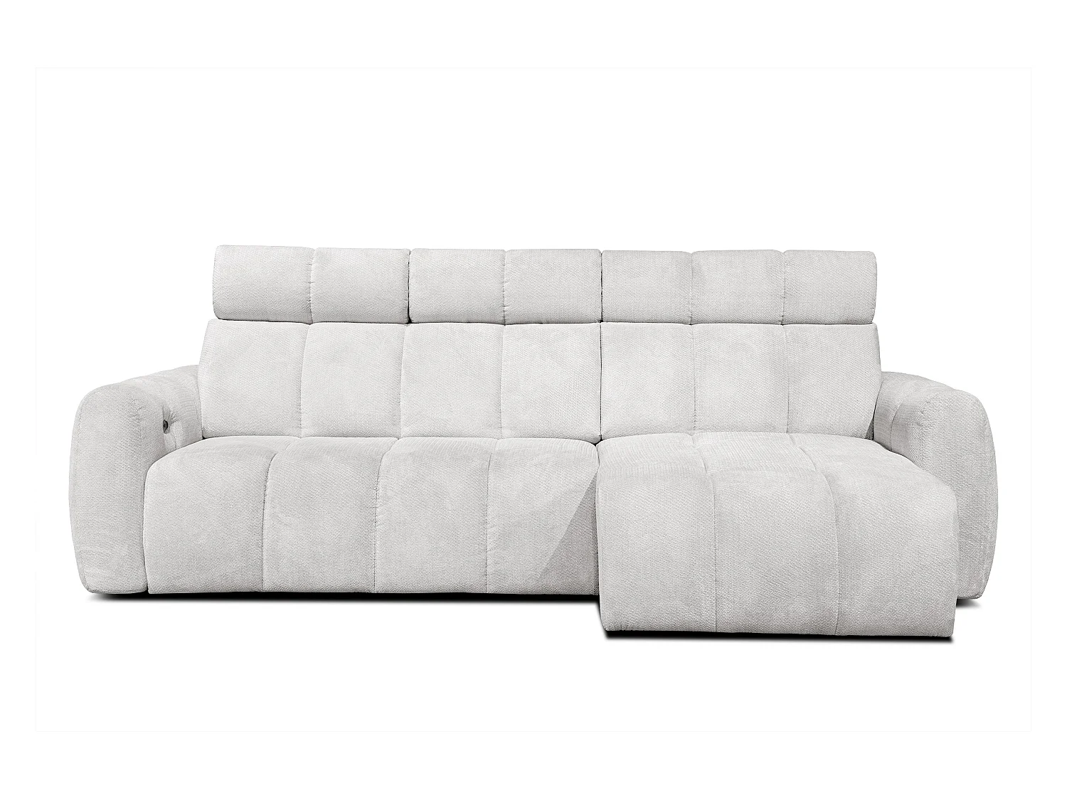 KIMI 3-Sitzer-Ecksofa, ausziehbarer Sitz, verstellbare Kopfstützen, cremefarben